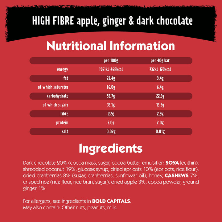Eat Natural Apple, Ginger & Dark Chocolate Fruit & Nut Bar (12 x 40g)