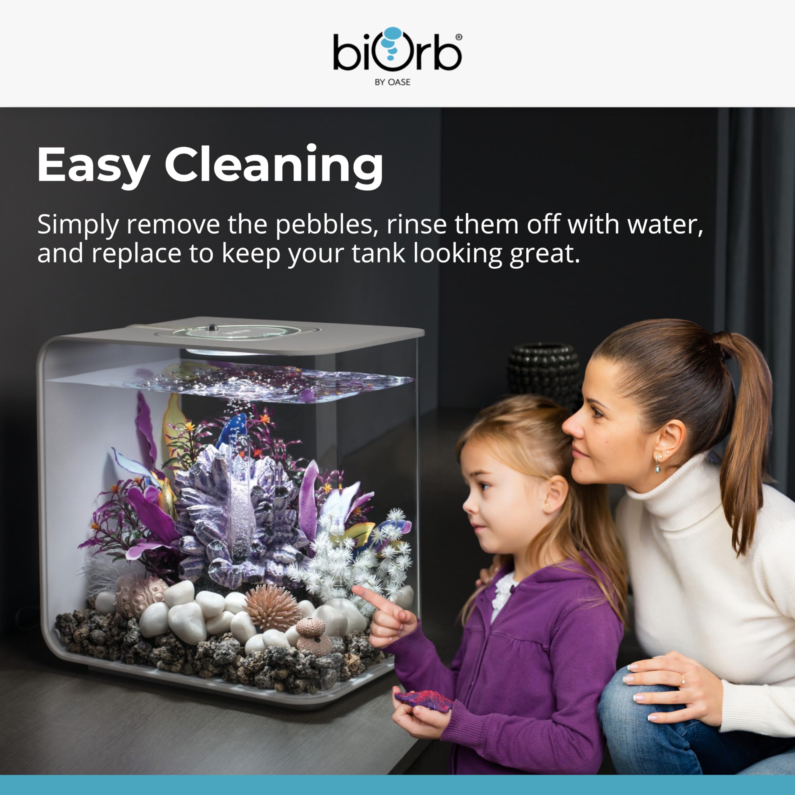 biOrb Feng Shui Pebble Pack - Glistening White Aquarium Decor | 2 lbs Stone 7