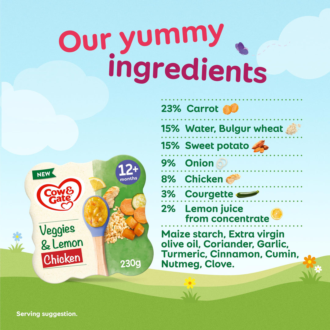 Cow & Gate Lemon Chicken & Vegetables Baby Food Meal, 12+ Months, 230g