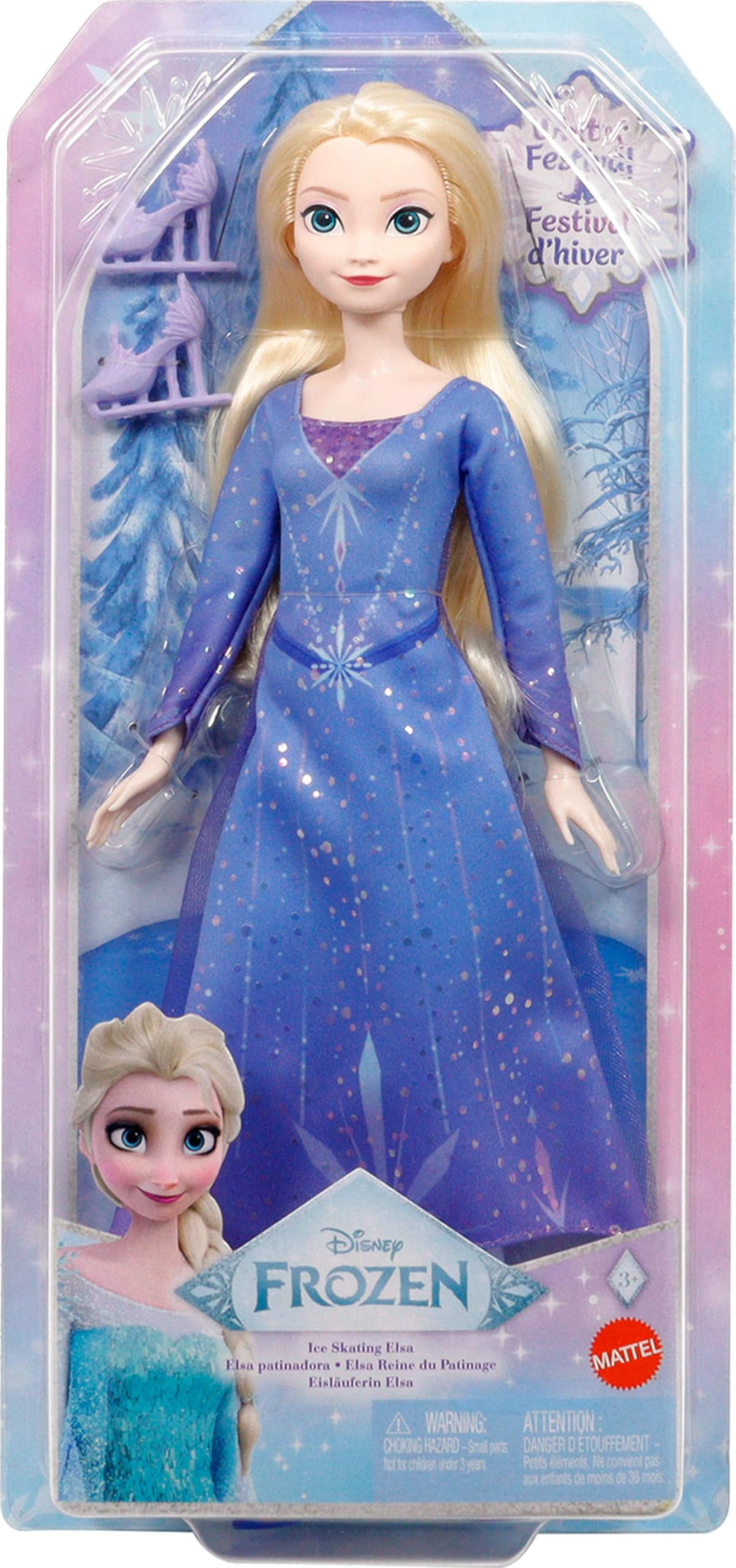 Mattel Disney Frozen Elsa Fashion Doll & Accessories - Ice-Skating Look with Removable Dress & Skates, JBG53 3
