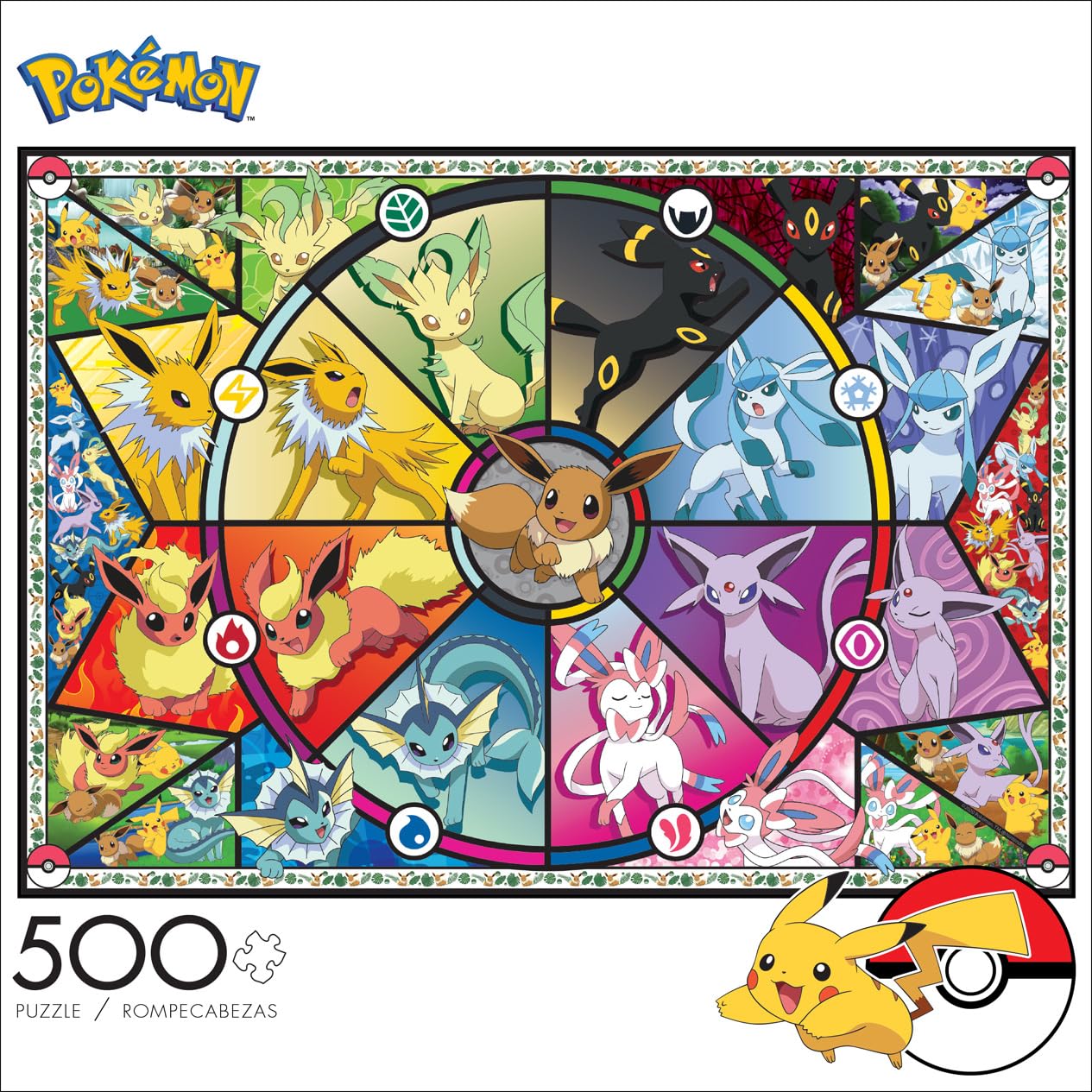 Buffalo Games Eevee's Stained Glass - 500 Piece Jigsaw Puzzle | Unisex Adult | 21.25" x 15"