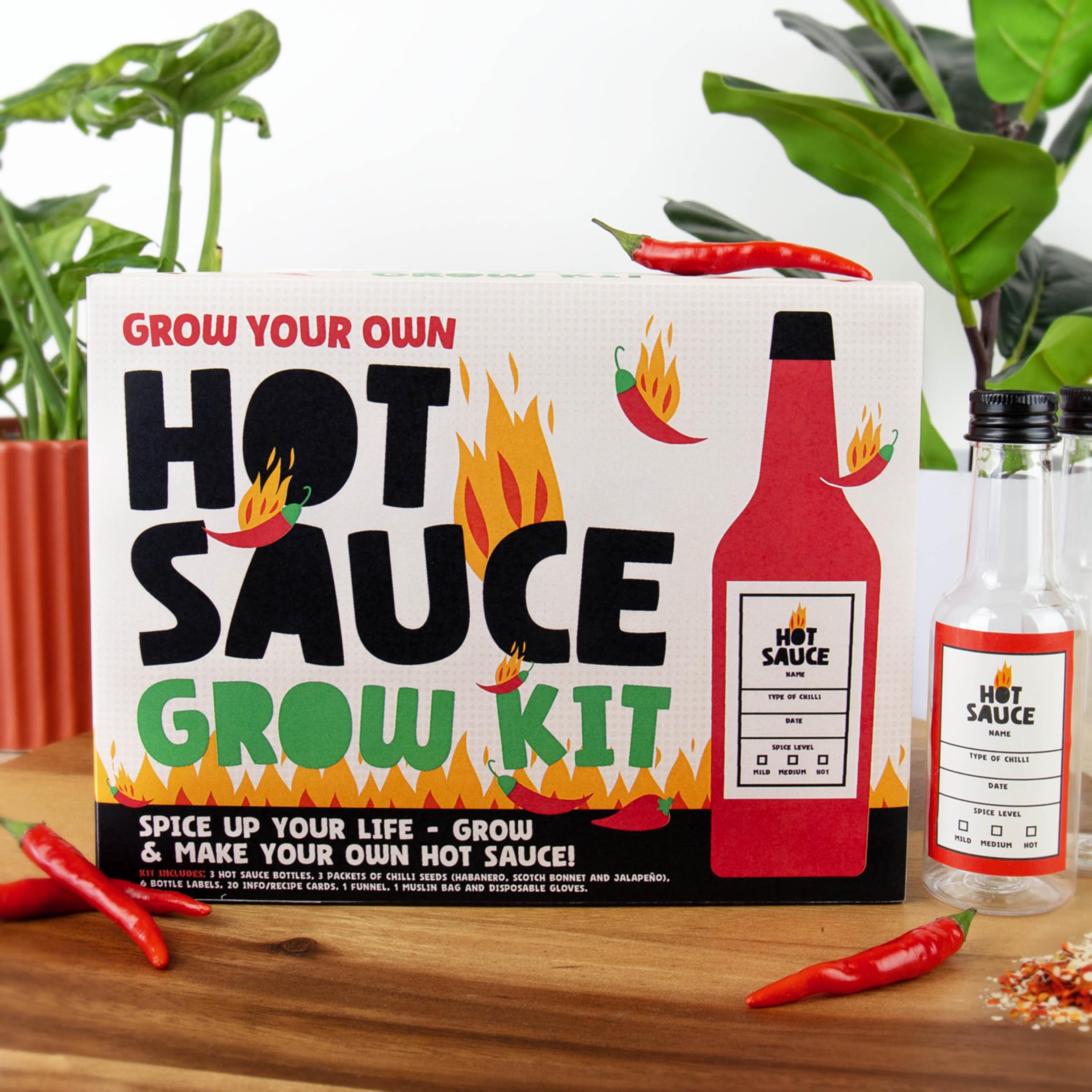 Gift Republic Grow Your Own Hot Sauce Kit - Includes Habanero, Scotch Bonnet & Jalapeño Seeds