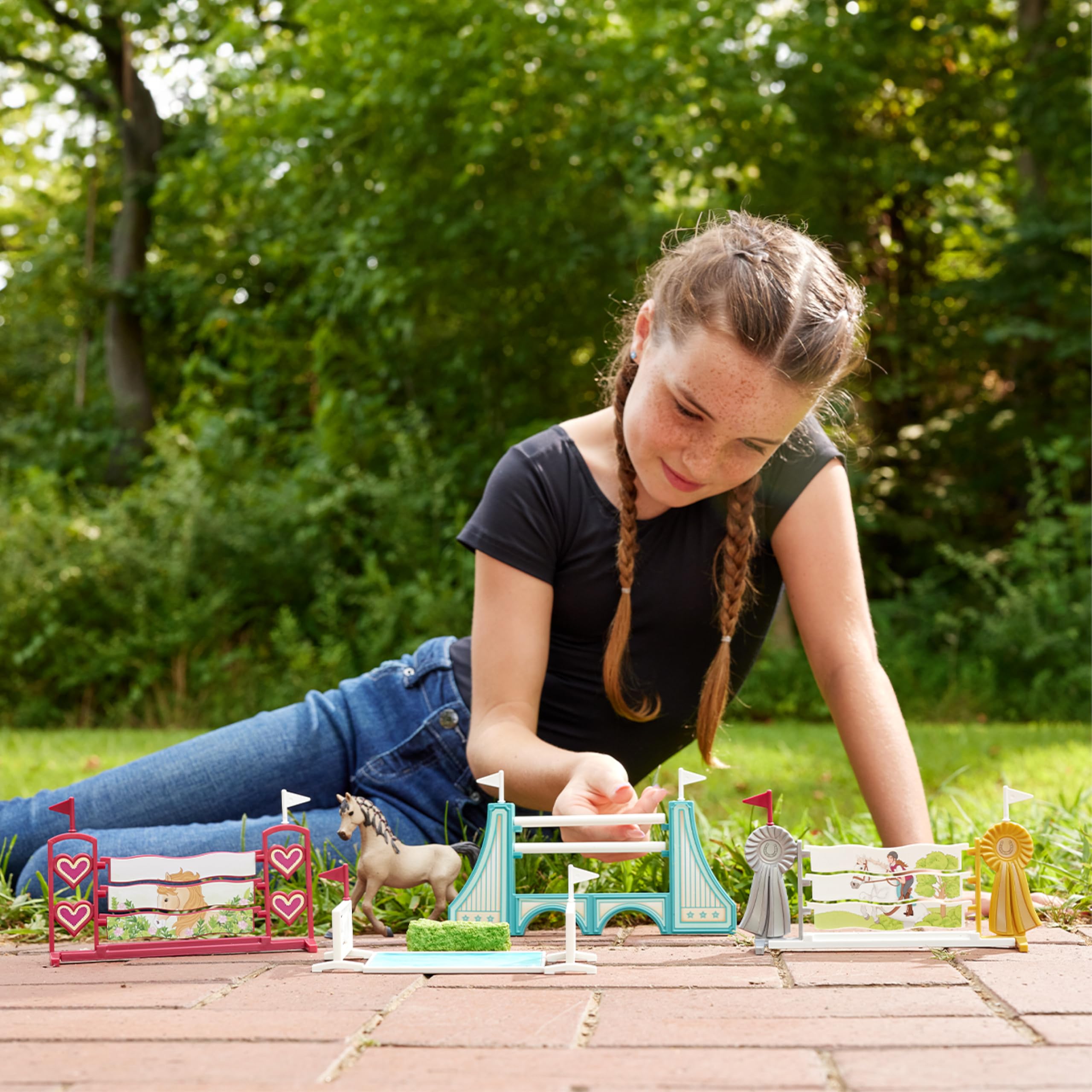 SCHLEICH Horse Club Obstacle Accessories Playset - Adjustable Jumping Poles & Water Ditches for Ages 5-12 4