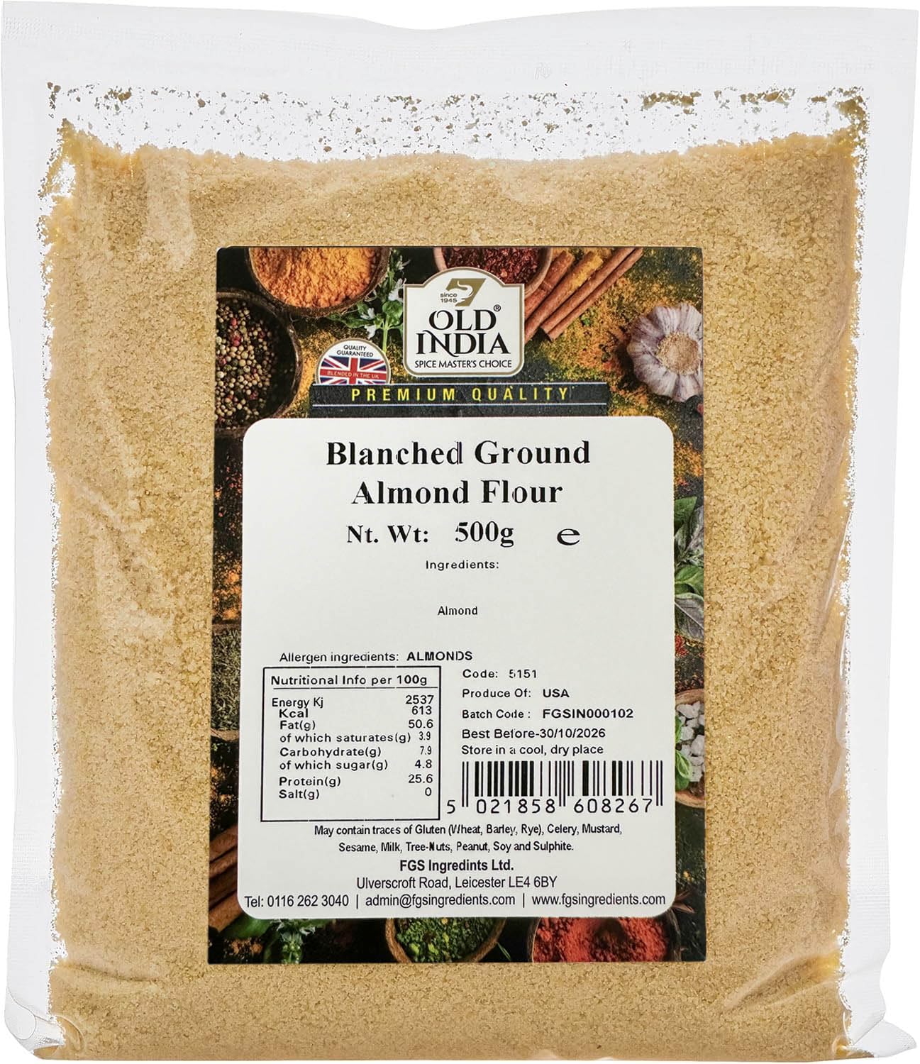 Old India blanchiertes gemahlenes Mandelmehl 500 g