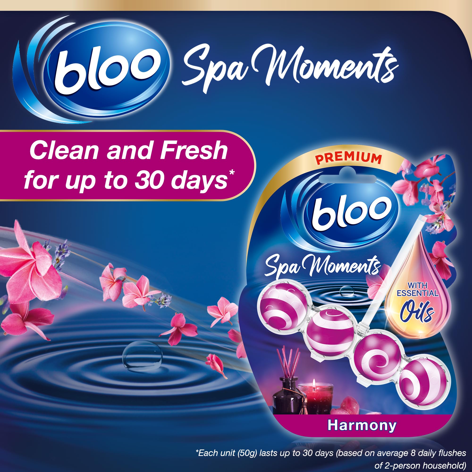Bloo Spa Moments Harmony Toilet Rim Block Cleaner | 4-Function Formula | Prevents Limescale | 50g 7