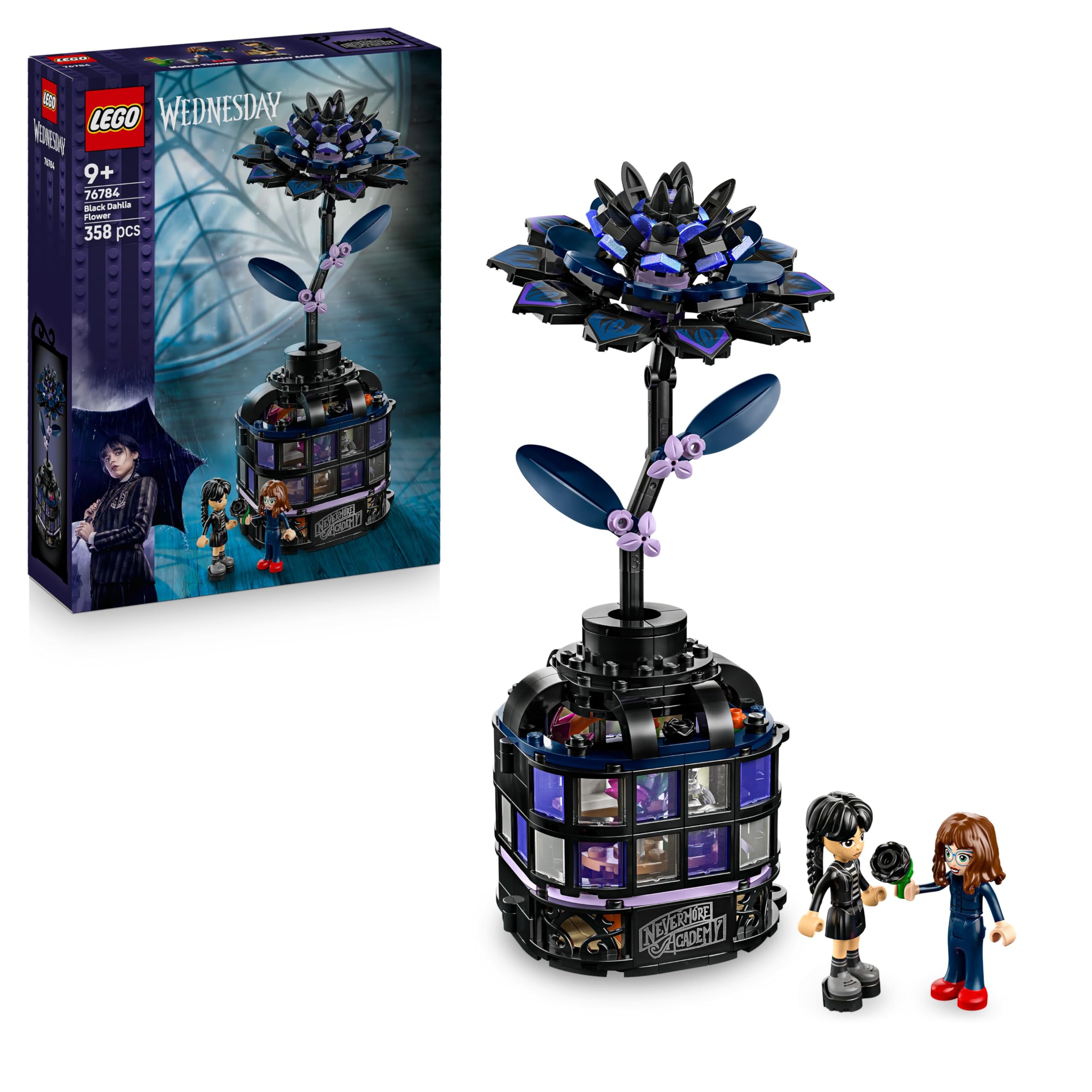 LEGO Wednesday Black Dahlia Flower Toy - Buildable Play and Display Set for 9+