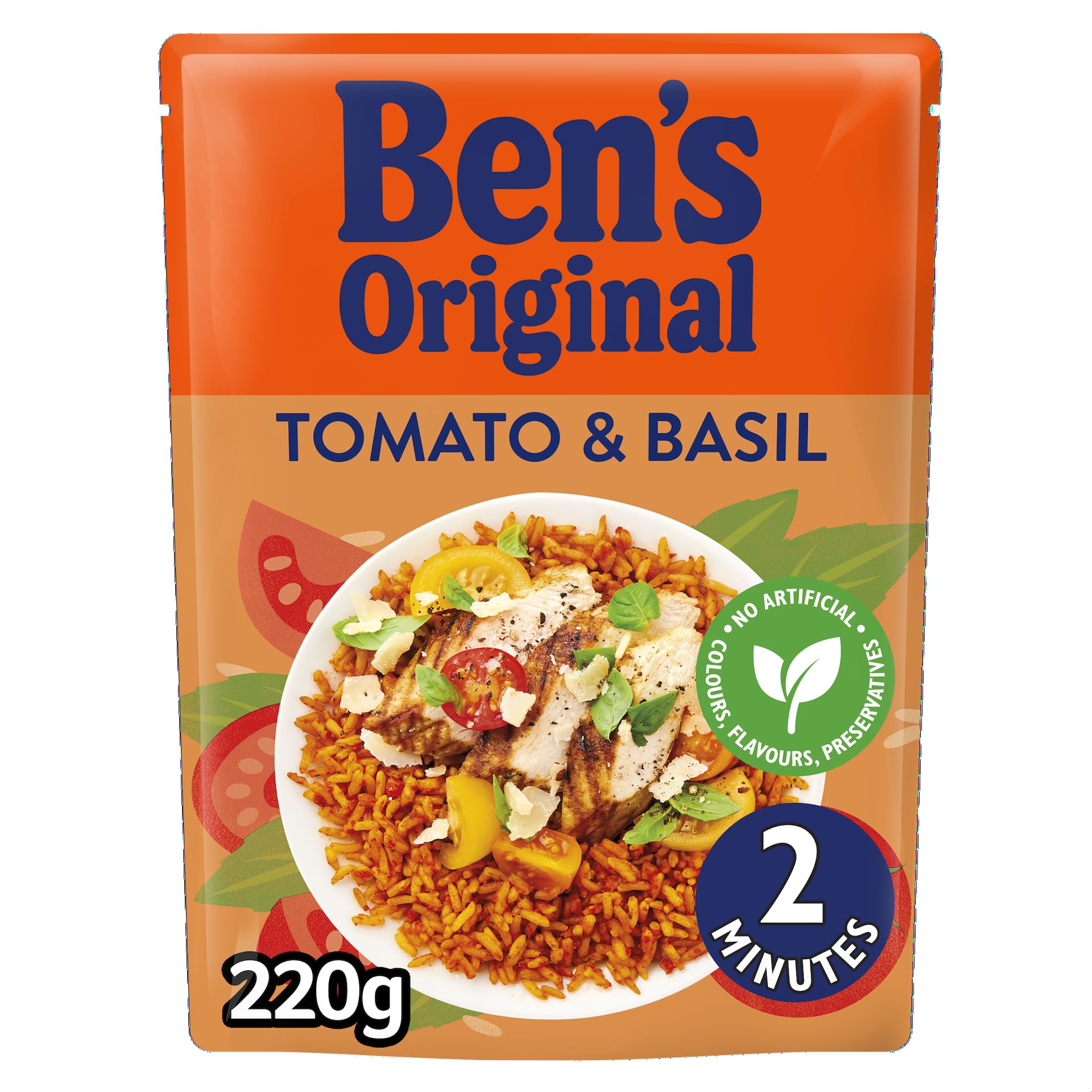 Ben's Original Tomato and Basil Microwave Rice Pouch 220g - Serves 2 1