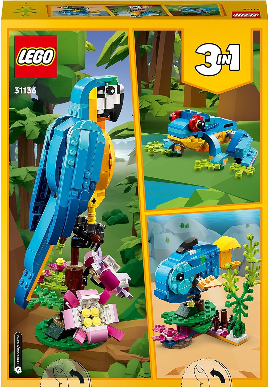 LEGO Creator 3 in 1 Exotic Parrot, Frog, and Fish Building Set - Ages 7+ 11