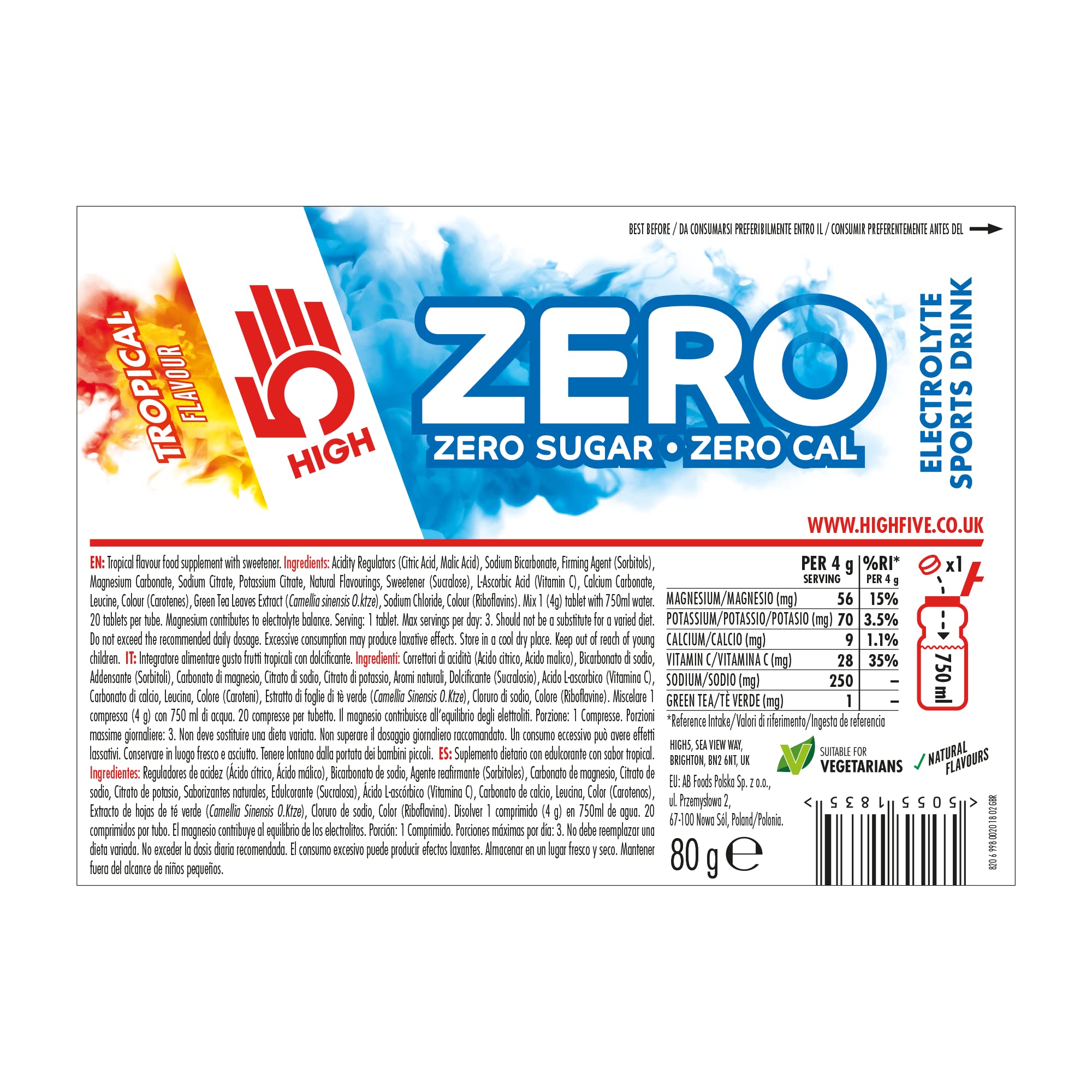 HIGH5 ZERO Electrolyte Tablets - Sugar-Free Hydration with Vitamin C | 20 Count Tube 6