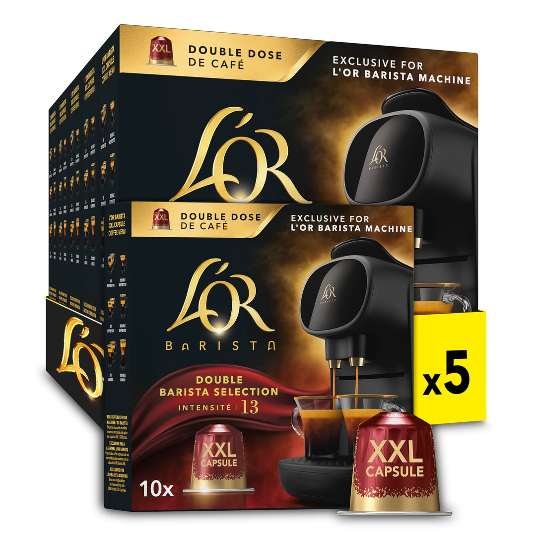 L'OR BARISTA Double Barista Selection XXL Aluminium Coffee Capsules (5 x 10 Pods) for L'OR BARISTA Machines