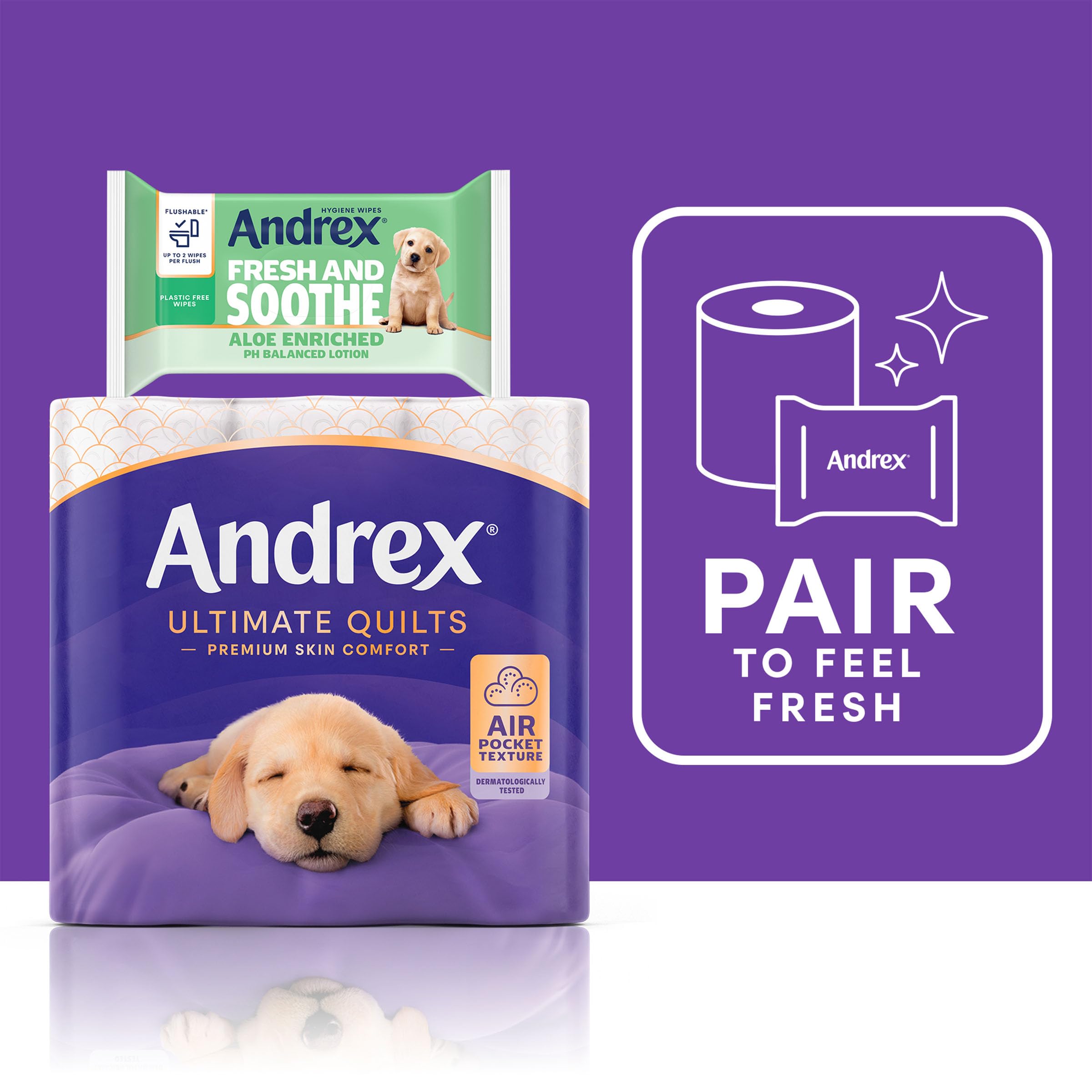 Andrex Ultimate Quilts Toilet Paper 9 Rolls - Air Pocket Technology for Soft, Comfortable Clean 6