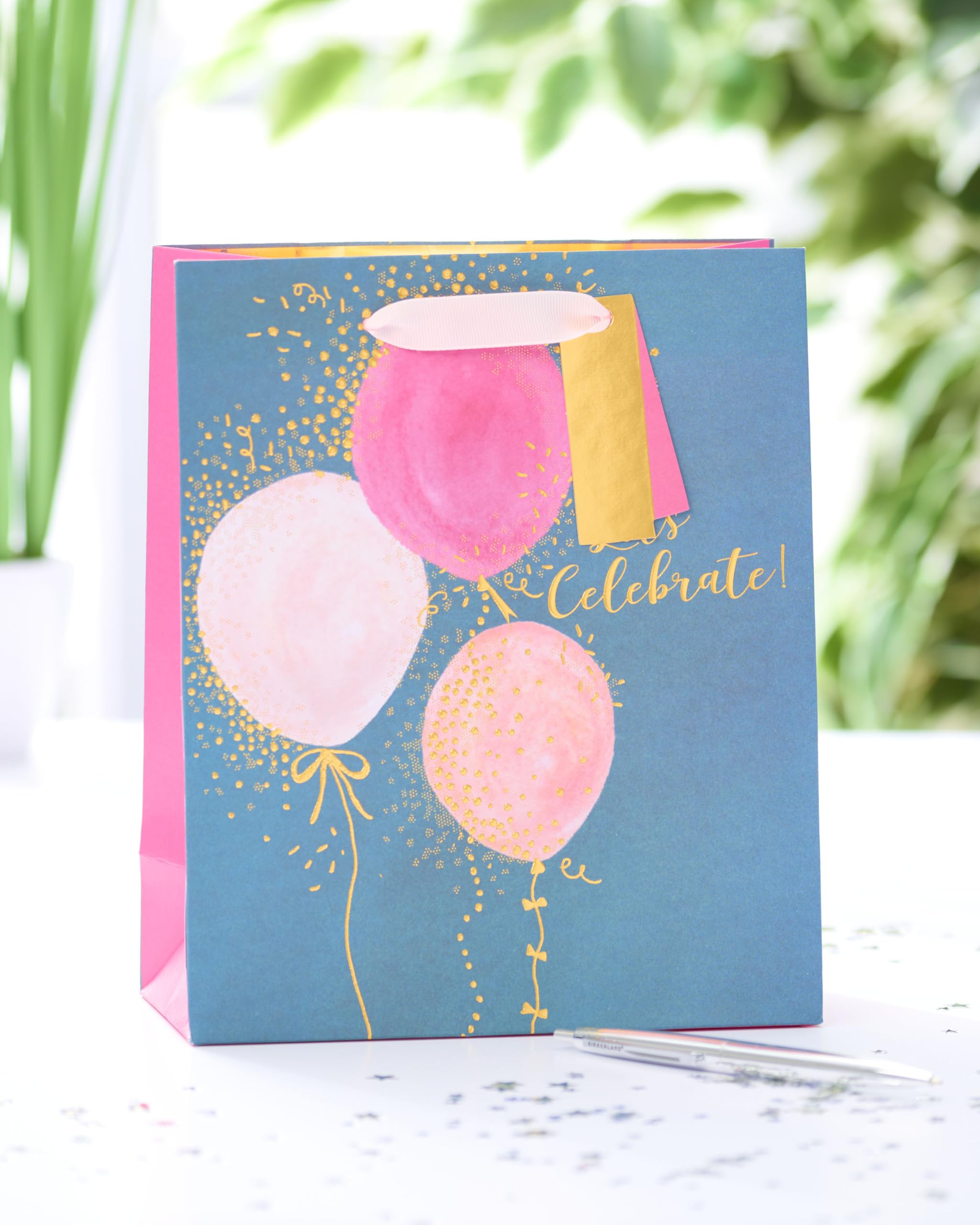 UK Greetings Celebratory Balloon Gift Bag for Her | Medium Size | Foil Finish | 19cm x 22.9cm x 8.9cm 3