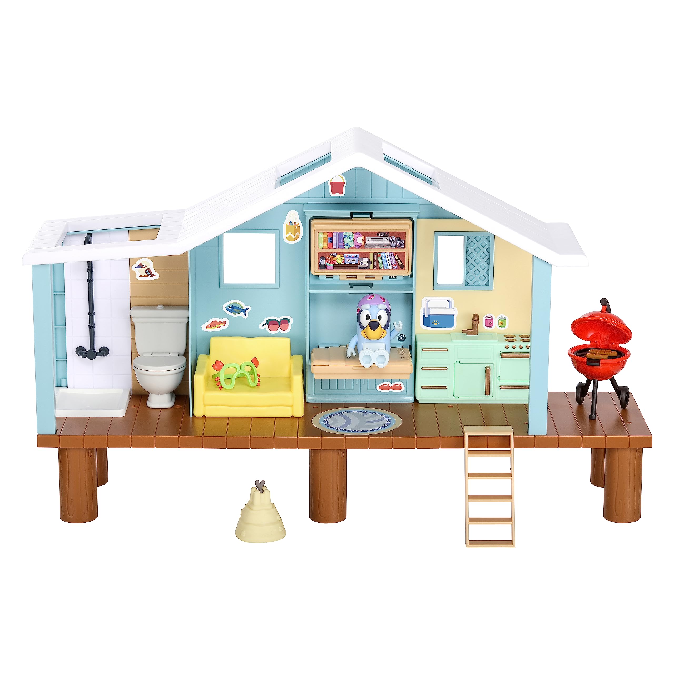 Bluey Beach Cabin Playset - 10+ Piece Playset with Exclusive Figure & Sticker Sheet 15