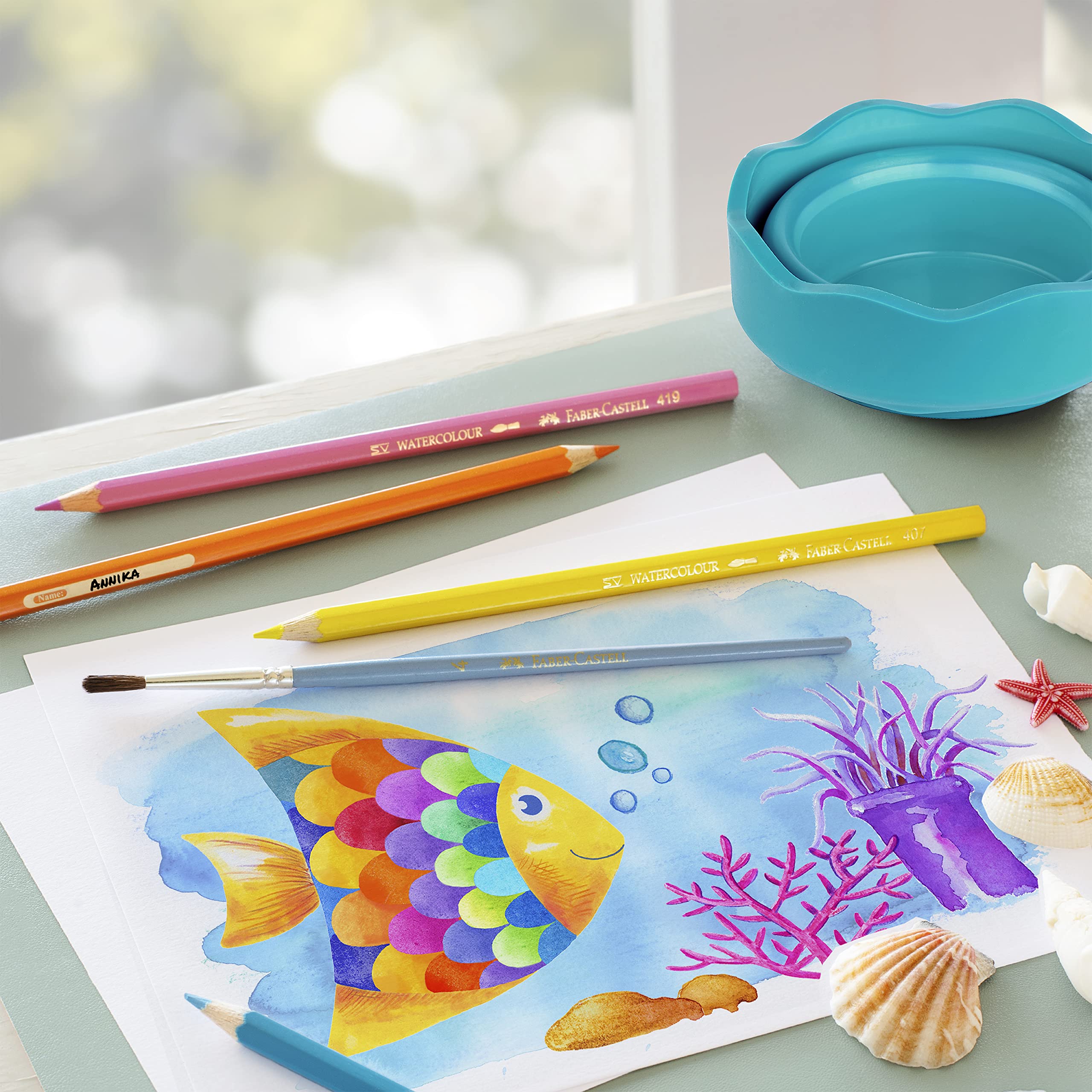 Faber-Castell Clic&Go Water Cup - Practical Folding Design | Turquoise | Plastic 3