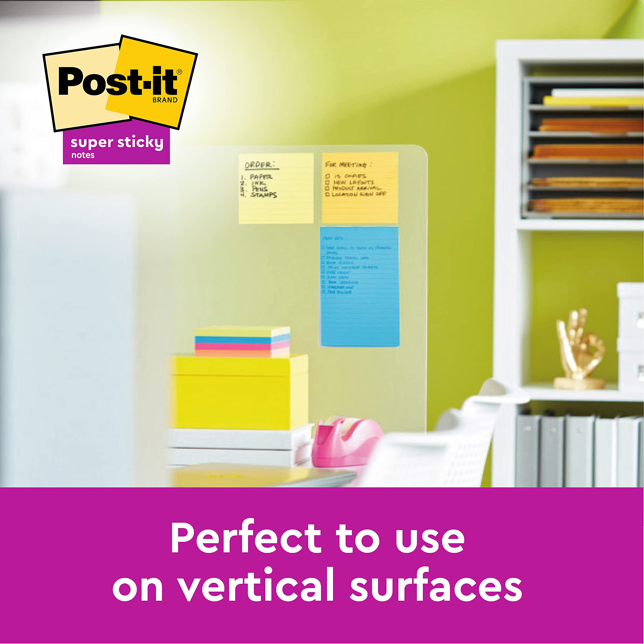 Post-it Super Sticky Large Notes, Pink and Green, Lined, 127 mm x 203 mm, 45 Sheets/Pad, 2 Pads - Self-stick Notes For Note Taking, To Do Lists & Reminders 6