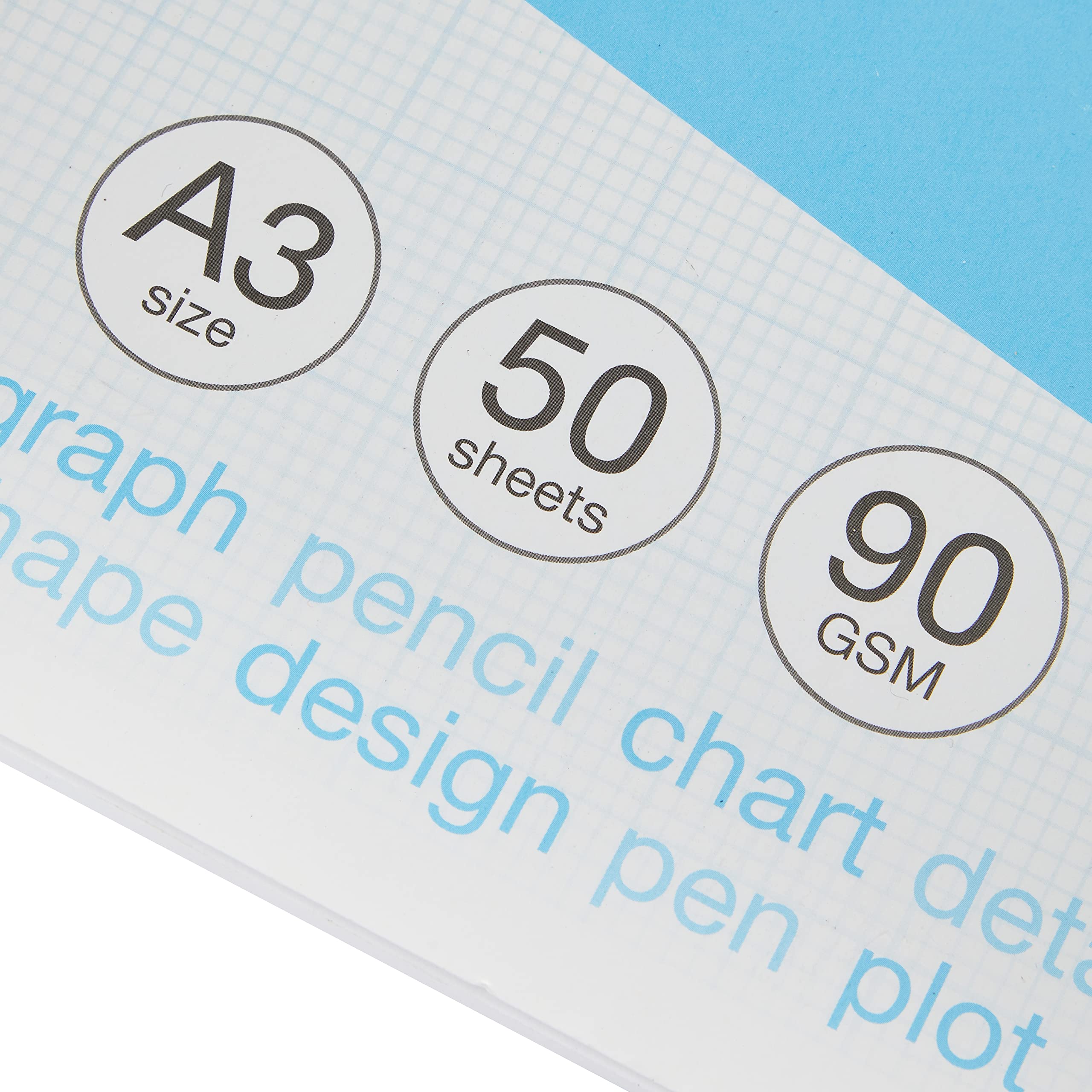 Silvine A3 Graph Pad - 50 Sheets, 90gsm Quality Paper, 1-5-10mm Grid | Blue