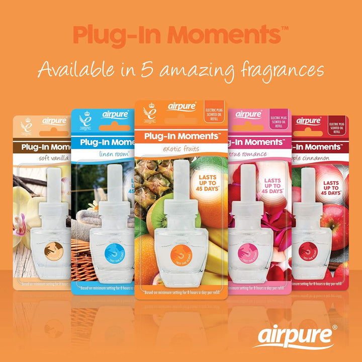 Airpure Plug-In Moments Refill Air Freshener - 20ml Long-Lasting Scented Oil for Home or Office