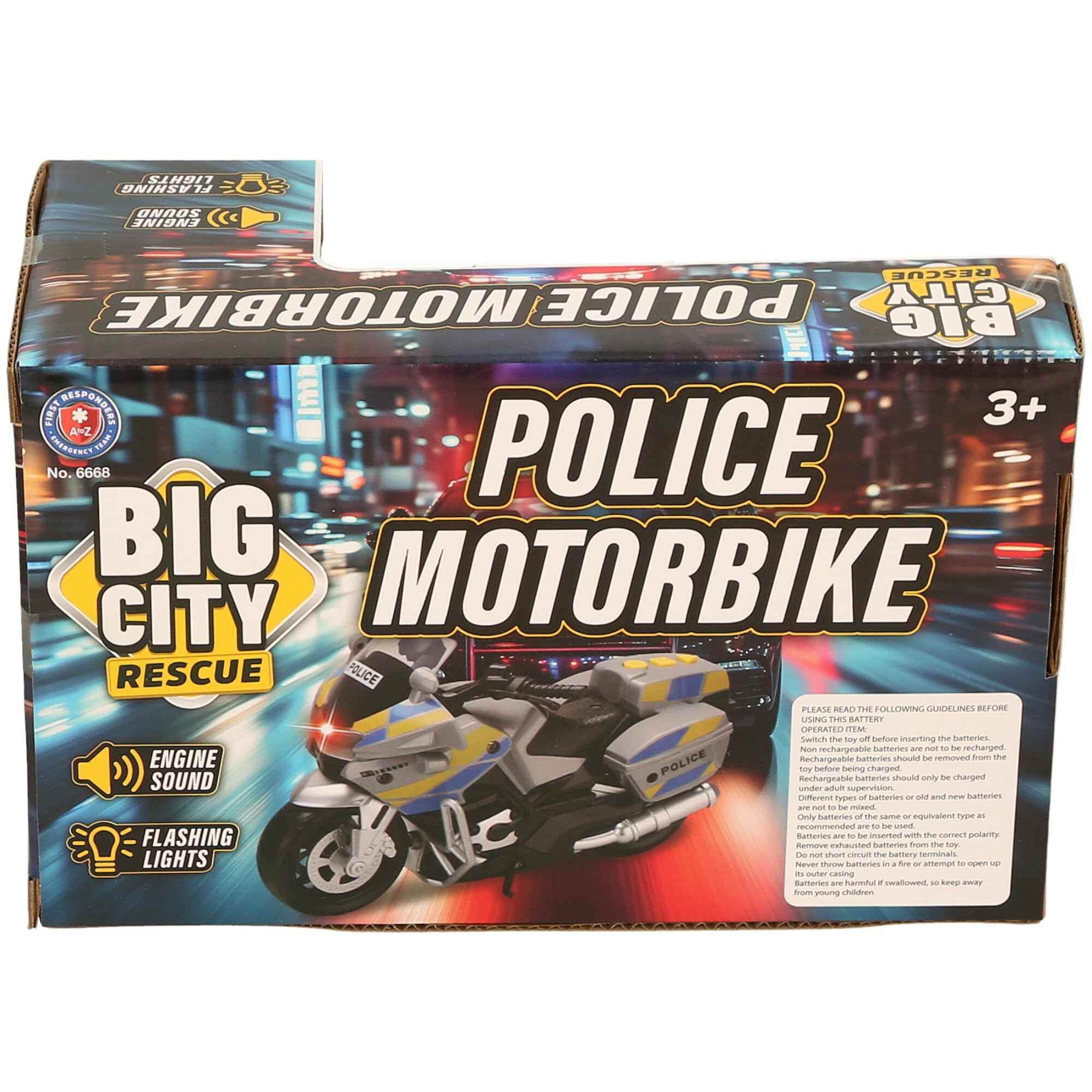 Atoz Big City Rescue Police Motorbike Toy - Engine Sound & Flashing Lights, Ages 3+ 13