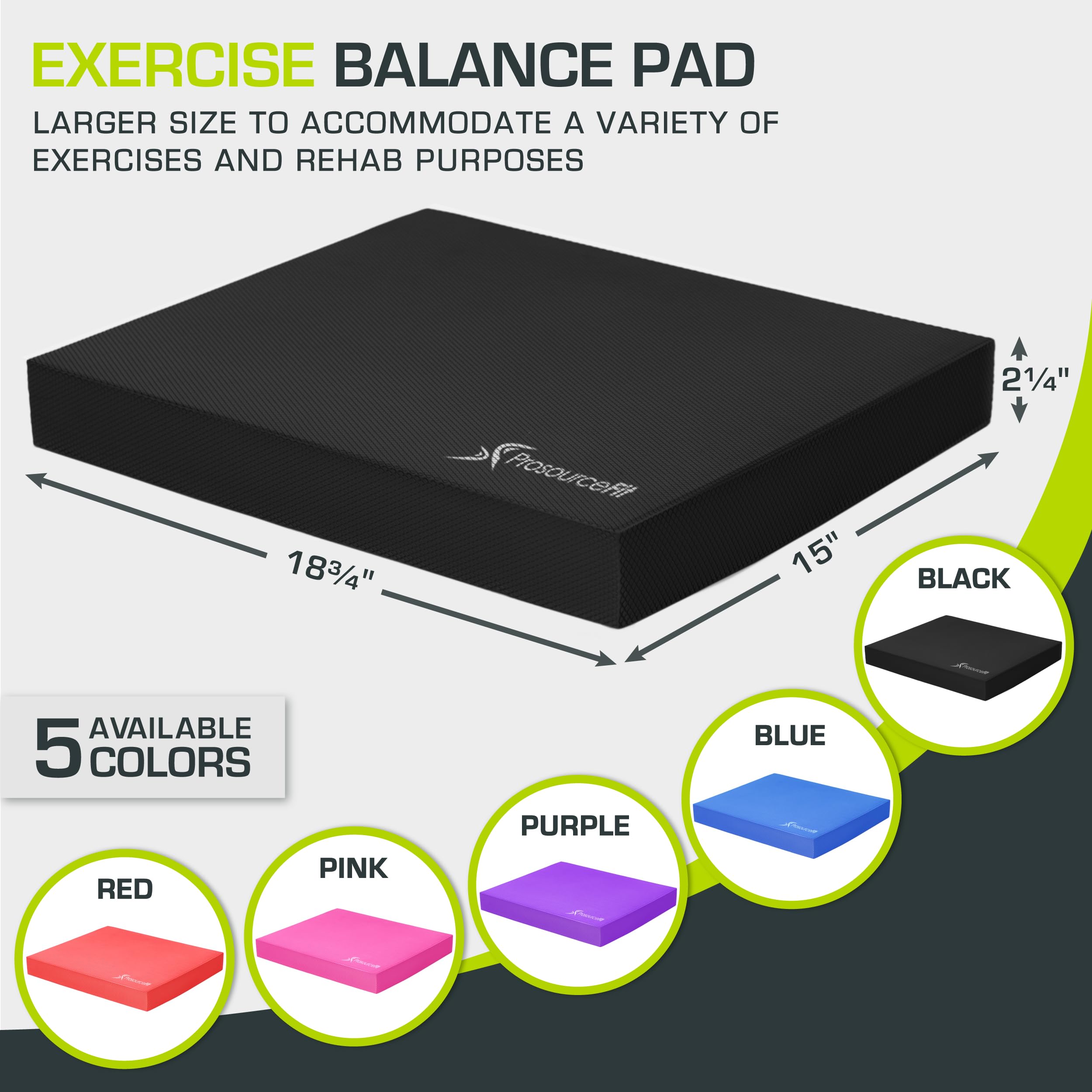 ProsourceFit Exercise Balance Pad – Cushioned Non-Slip Foam Mat for Balance & Core Strength | 18.75”L x 15”W