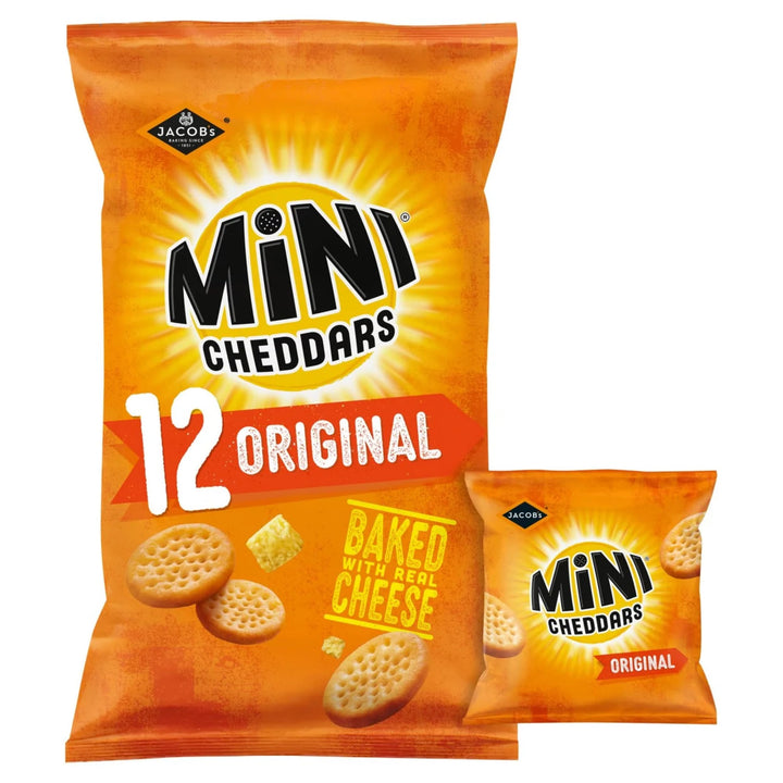 Jacob's Mini Cheddars Original Crisp Multipack, Baked with Real Cheese, 12 Pack
