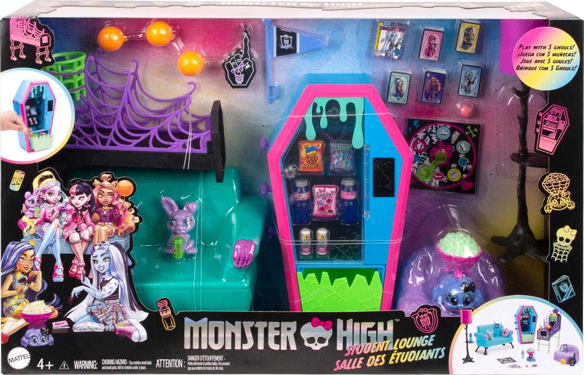 Monster High Student Lounge Playset with Doll House Furniture and Themed Accessories 14
