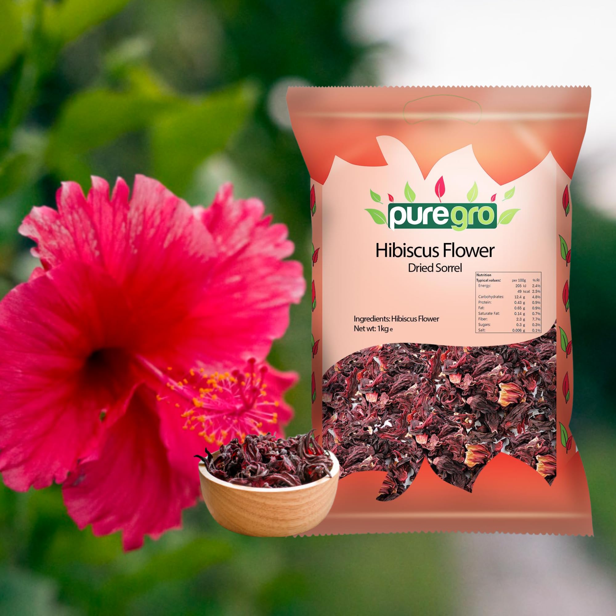 Puregro Hibiscus Flowers Whole Dried | 1kg | Organic Herbal Tea for Infusions 6