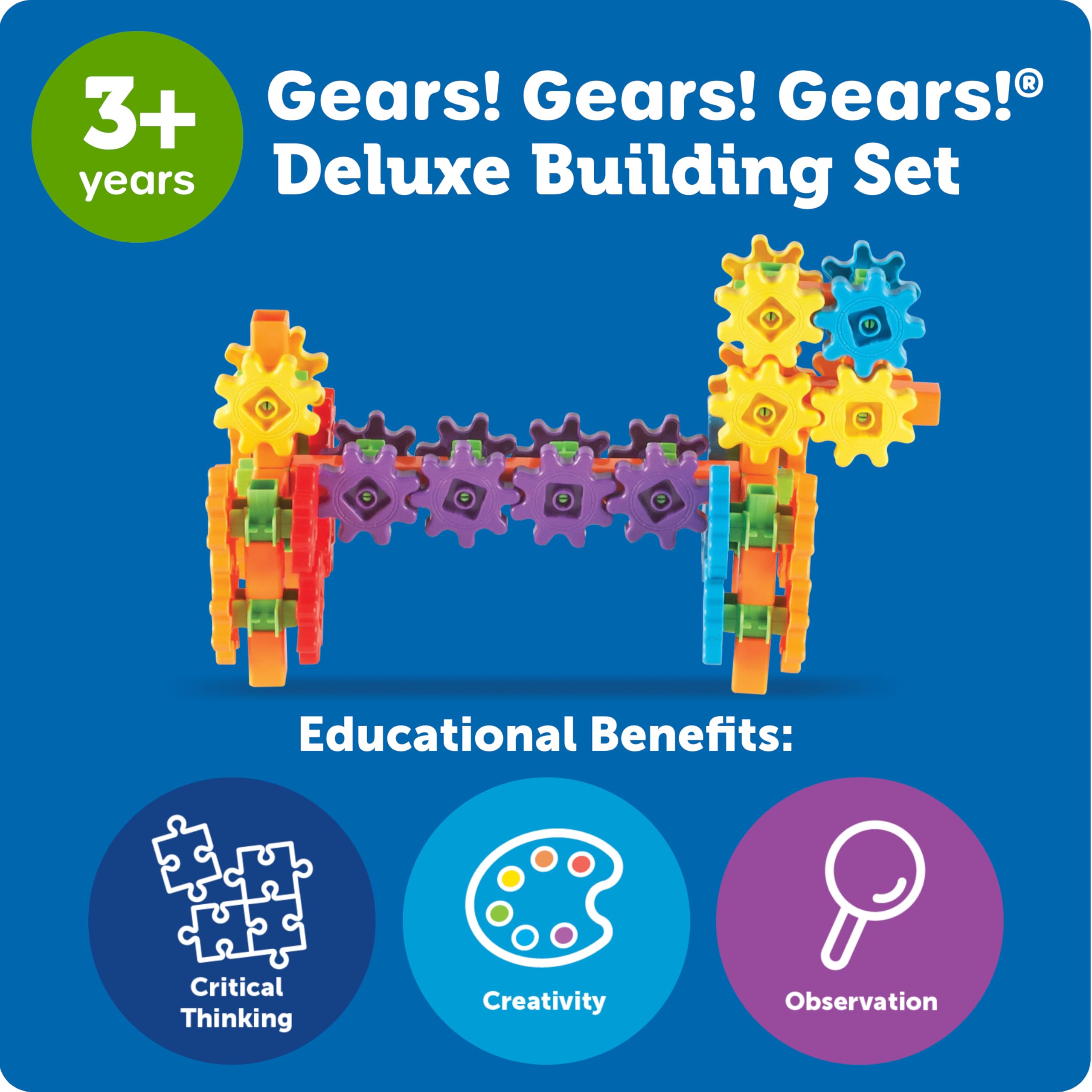 Learning Resources Gears Gears Gears Deluxe Beginners Building Set - 100 Pieces, STEM Toy for Ages 3+ 8
