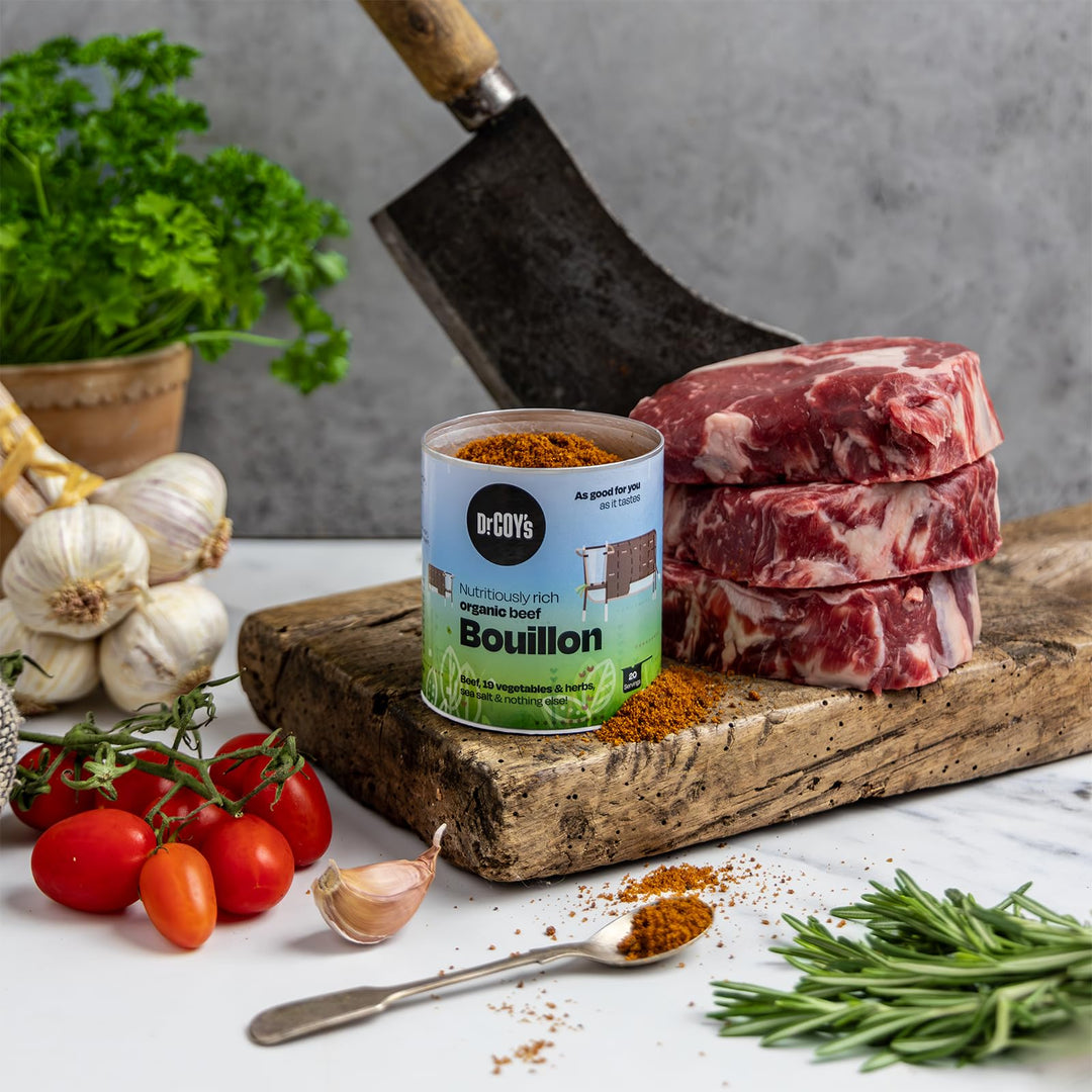 Dr. Coy's Organic Beef Bouillon Powder - 125g Gluten-Free Beef Broth