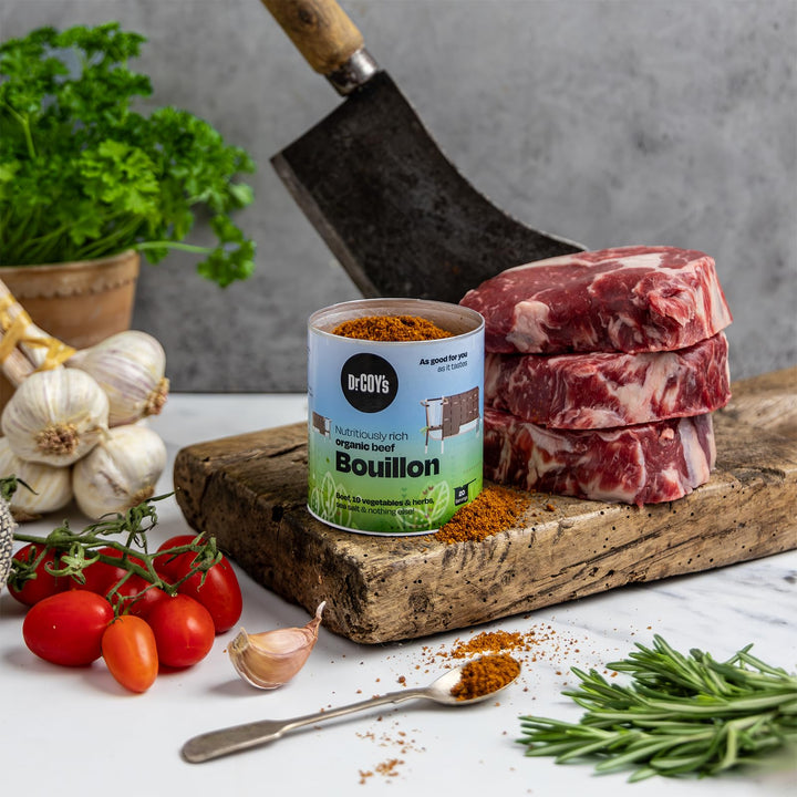 Dr. Coy's Organic Beef Bouillon Powder - 125g Gluten-Free Beef Broth