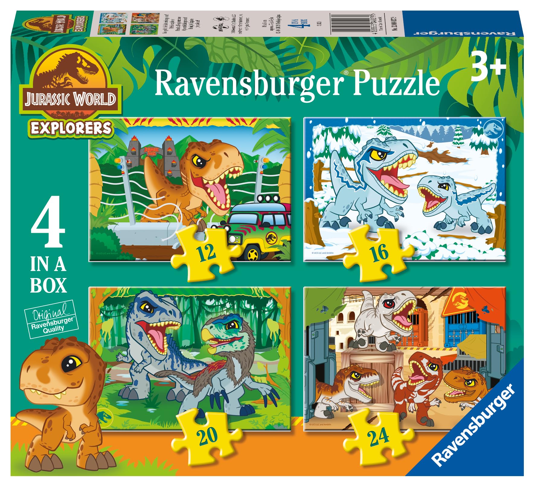 Ravensburger Jurassic World Explorers 4 in a Box Jigsaw Puzzles for Kids Age 3+ | 12, 16, 20, 24 Pieces 1