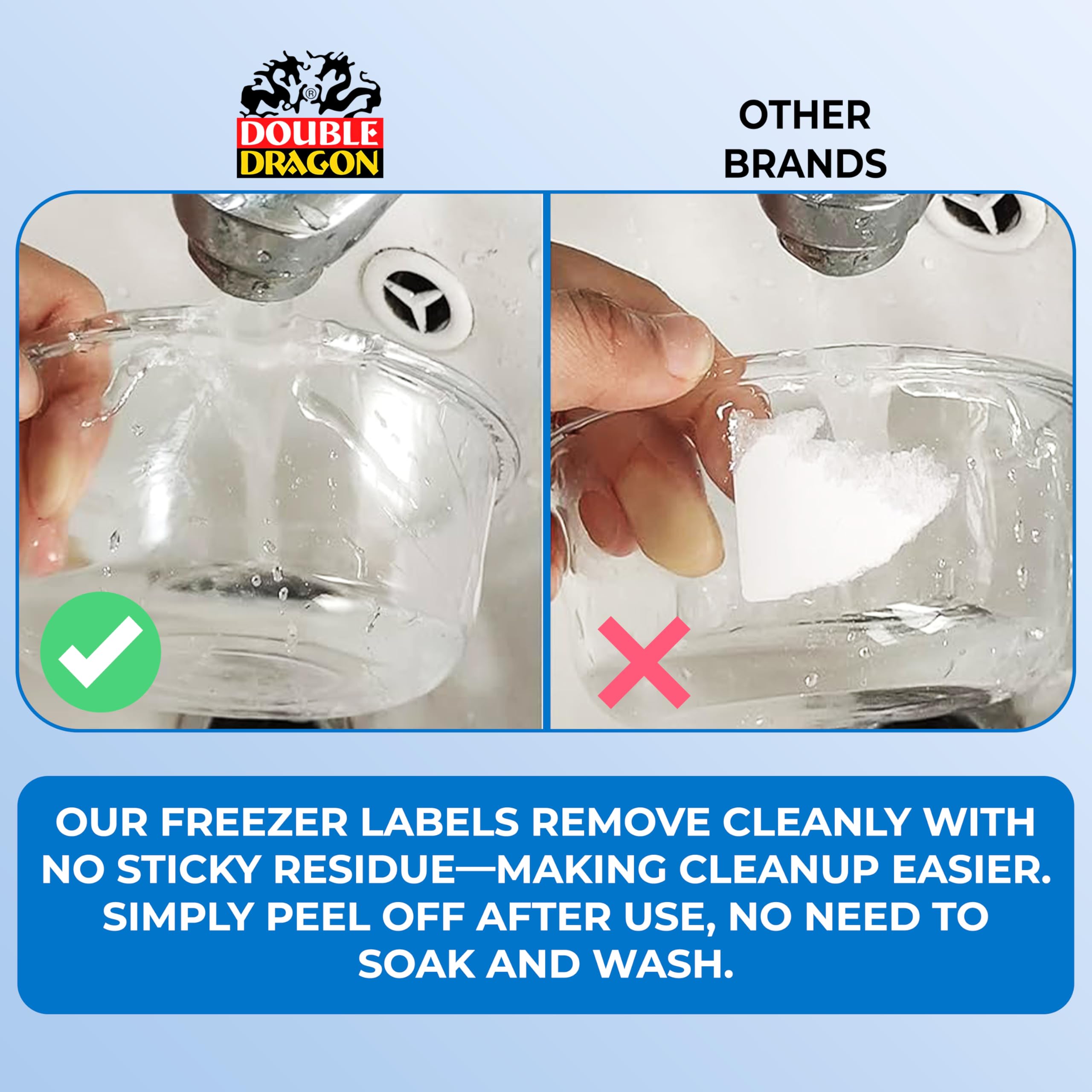 Double Dragon Premium Removable Freezer Stickers - 100 Pack | 6x3cm | Waterproof & Residue-Free
