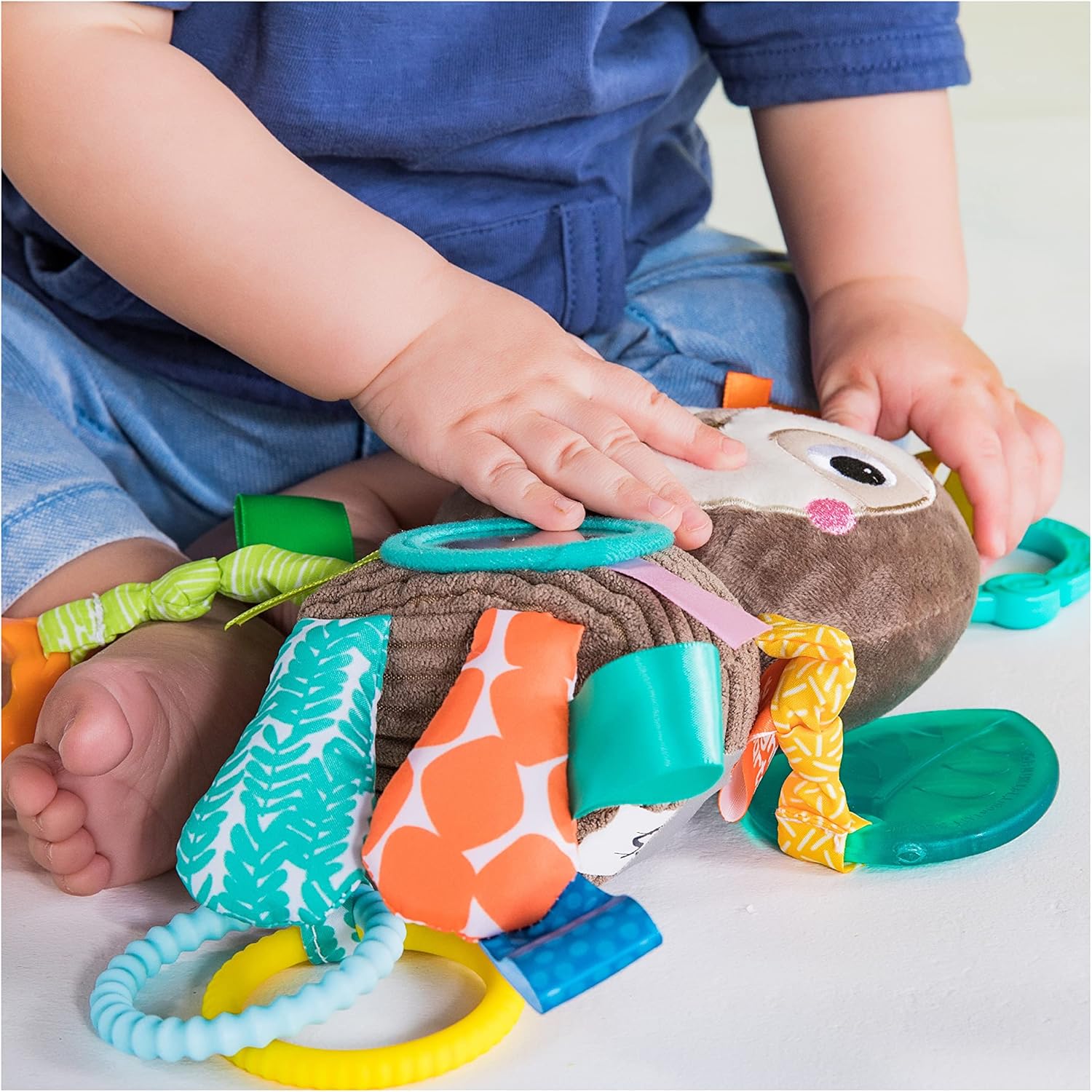 Bright Starts Sloth Plush Playful Pals Take-Along BPA-free Stroller Baby Toy, Ag 3