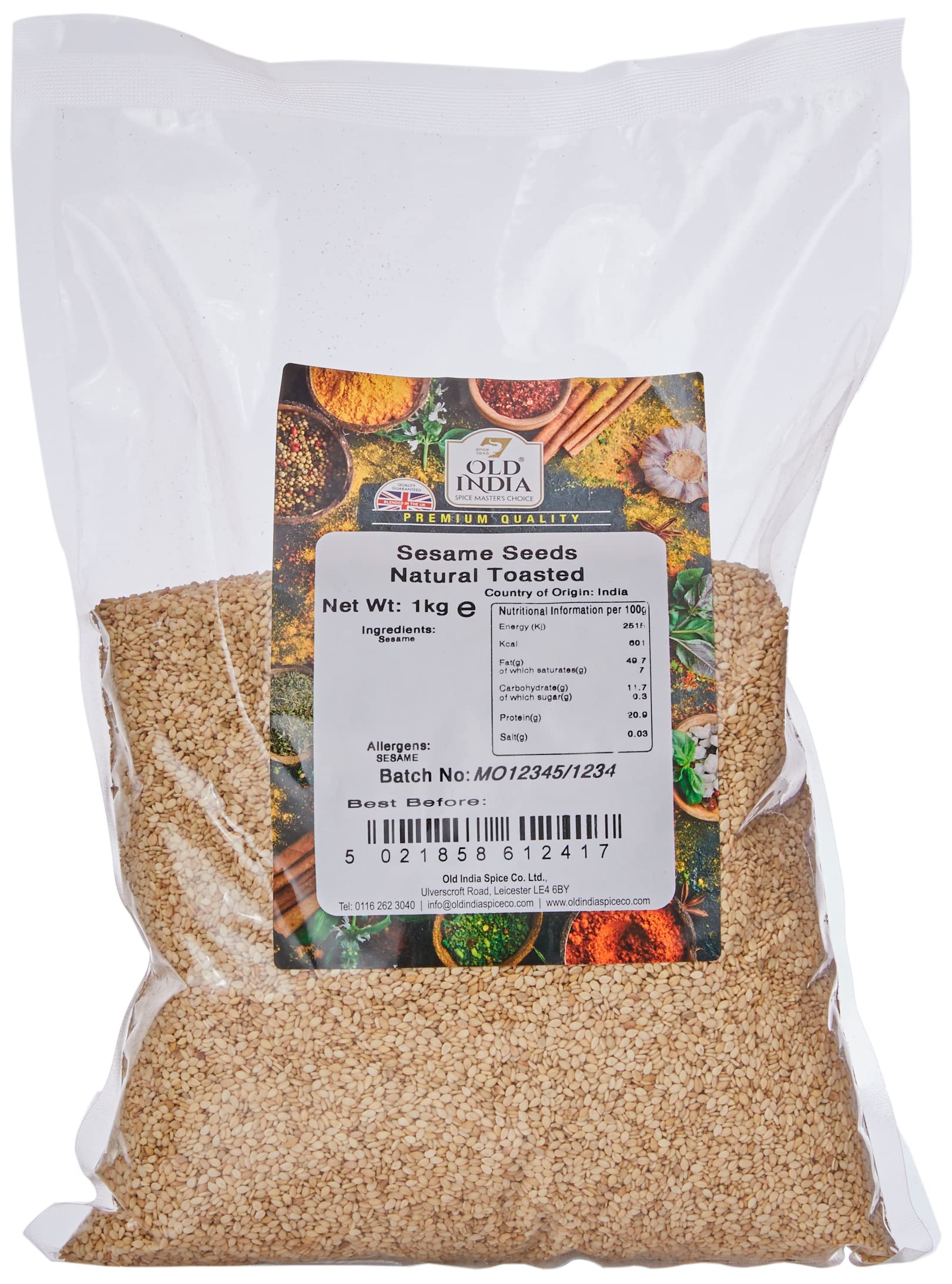 Old India Natural Toasted Sesame Seeds | 1kg Bag | Additive & GMO Free