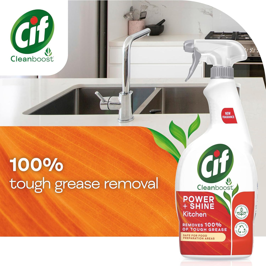 Cif Power & Shine Kitchen Spray - Tough Grease Remover for Ceramic, Chrome & Enamel (700ml)