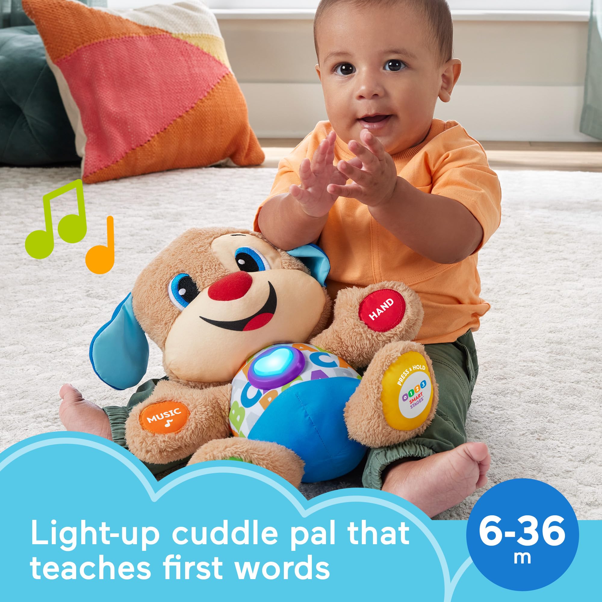 Fisher-Price Smart Stages Puppy - Interactive Educational Plush Toy for 6+ Months