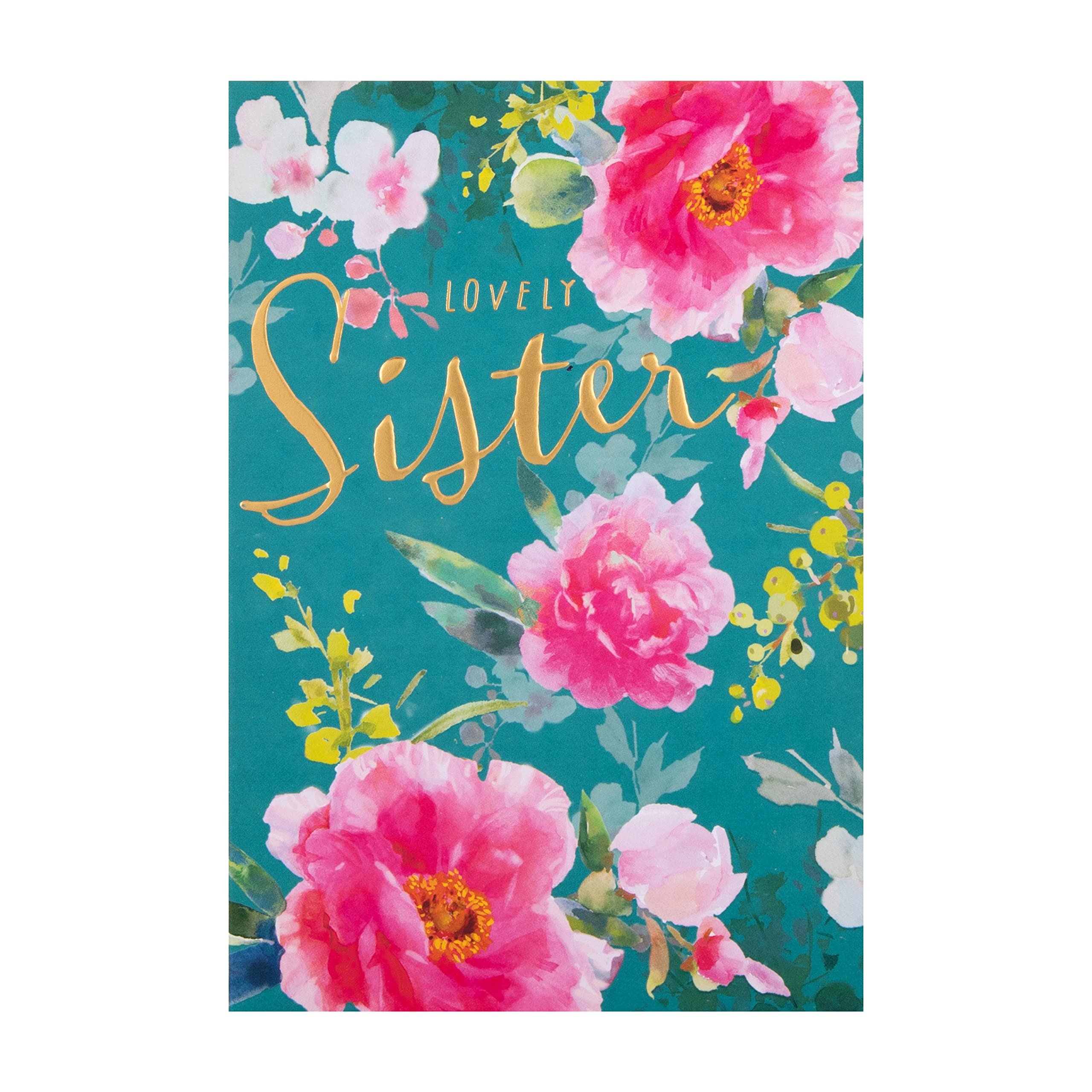 Hallmark Birthday Card for Sister - Floral Design with Gold Foil & 3D Attachment | 20.2cm x 13.8cm 5