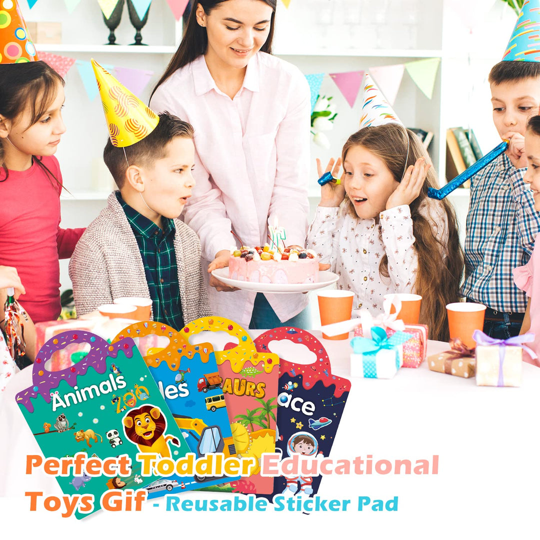 GUYUCOM 4 Pack Reusable Sticker Books - Educational DIY Toys for Kids Ages 1-8
