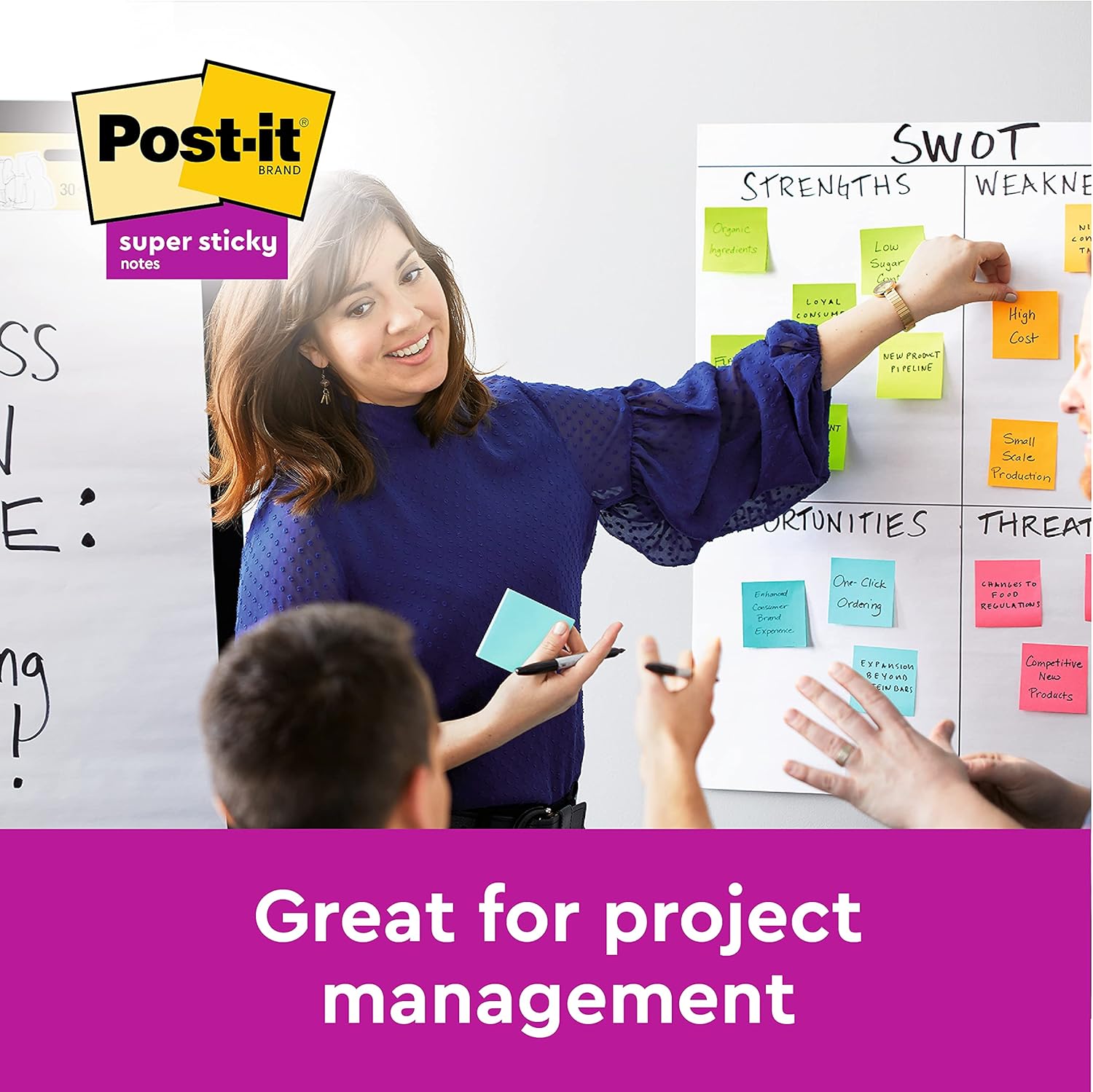 Post it Notes Super Sticky Notes Value Pack, 76 x 76 mm, Assorted Colours, Pack of 24 (90 Sheets Per Pad) 5