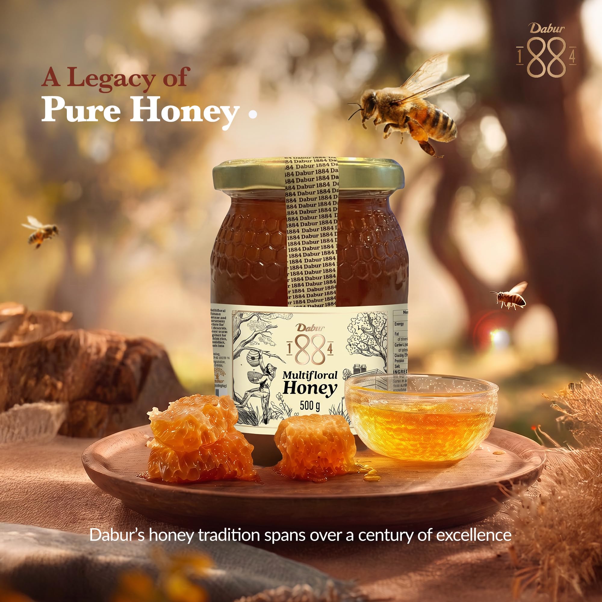 Dabur 1884 Multiflora Honey - Pure & Natural | 500g | Rich Floral Taste 4