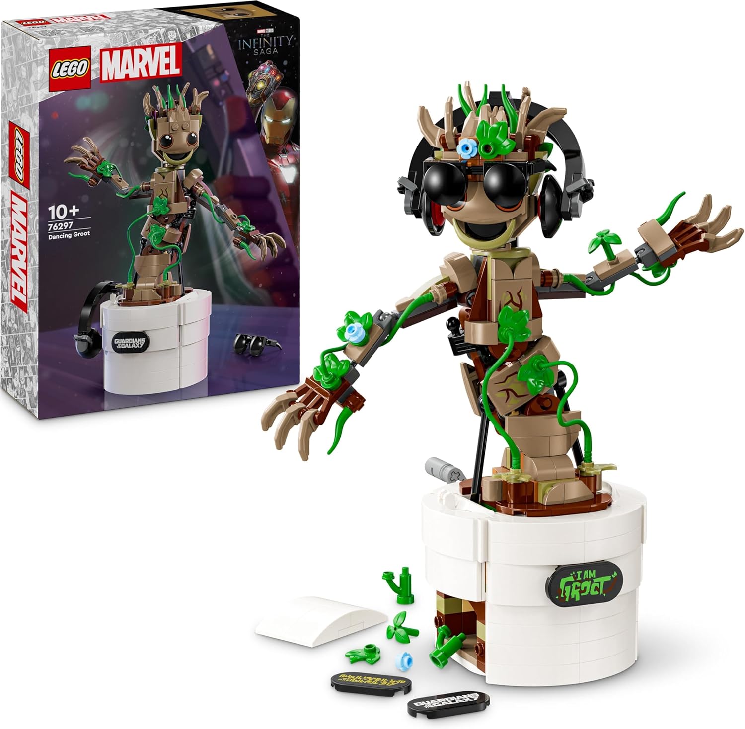 LEGO Marvel Dancing Groot Actionfigur zum Bauen – Interaktives bewegliches Spielzeug mit durch Griff aktivierter Tanzfunktion
