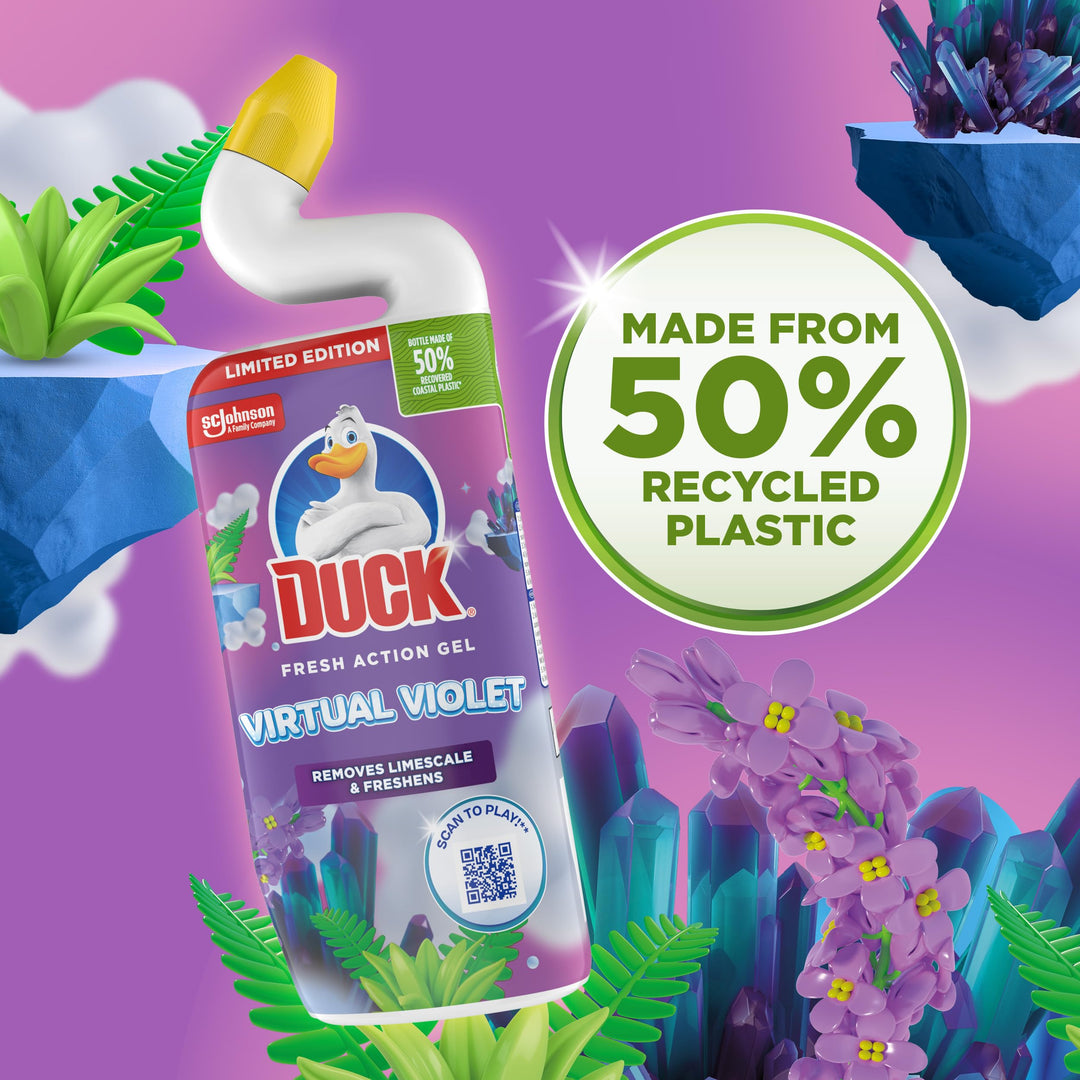 Duck - Deep Action Gel Toilet Cleaner Liquid, Removes Limescale, Long Handle Design
