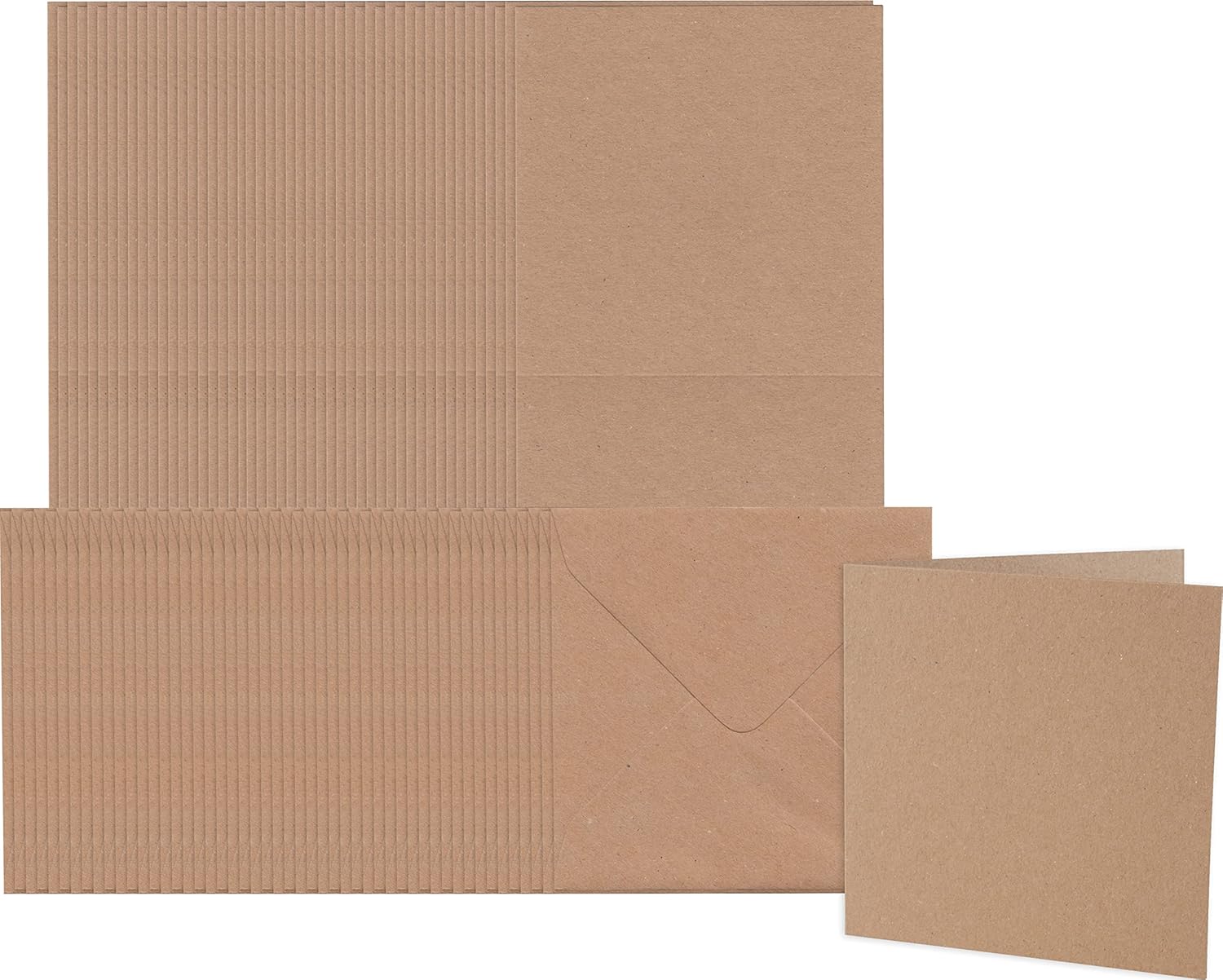 Craft UK 2050 5 x 5 inch Kraft Card and Envelope pack of 50 - Brown