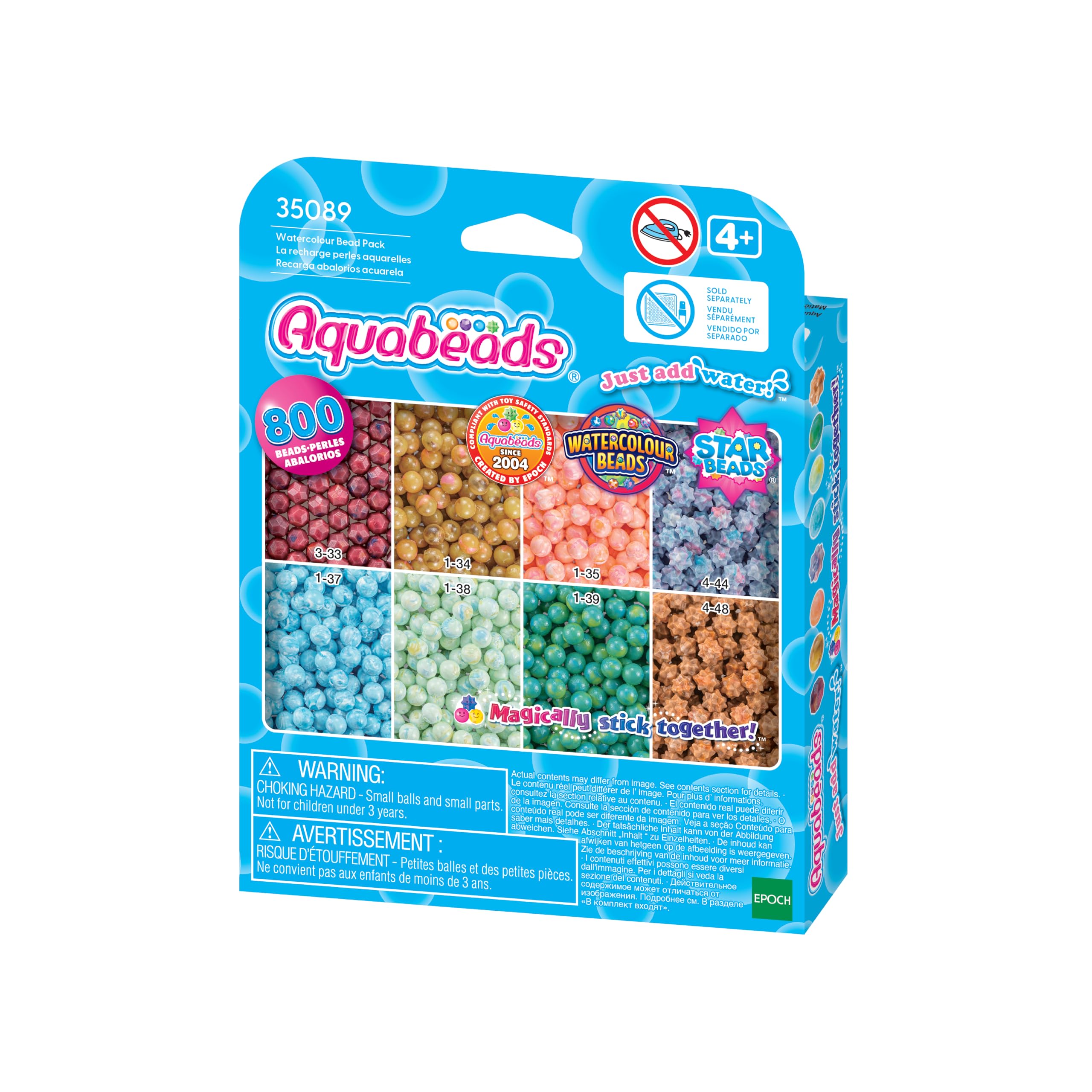 Aquabeads Watercolour Bead Pack Refill Set - 800 Beads, Mixed Colours (35089)