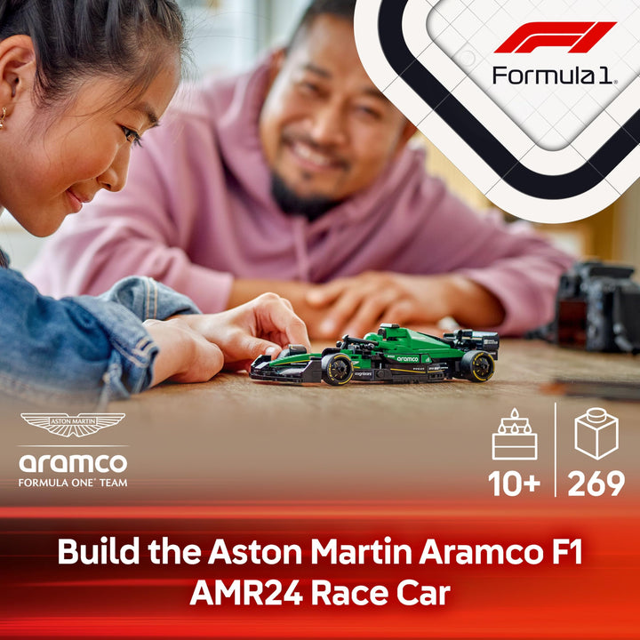 LEGO Speed Champions Aston Martin Aramco F1 AMR24 Race Car Toy - Building Set with Driver Minifigure for Ages 10+