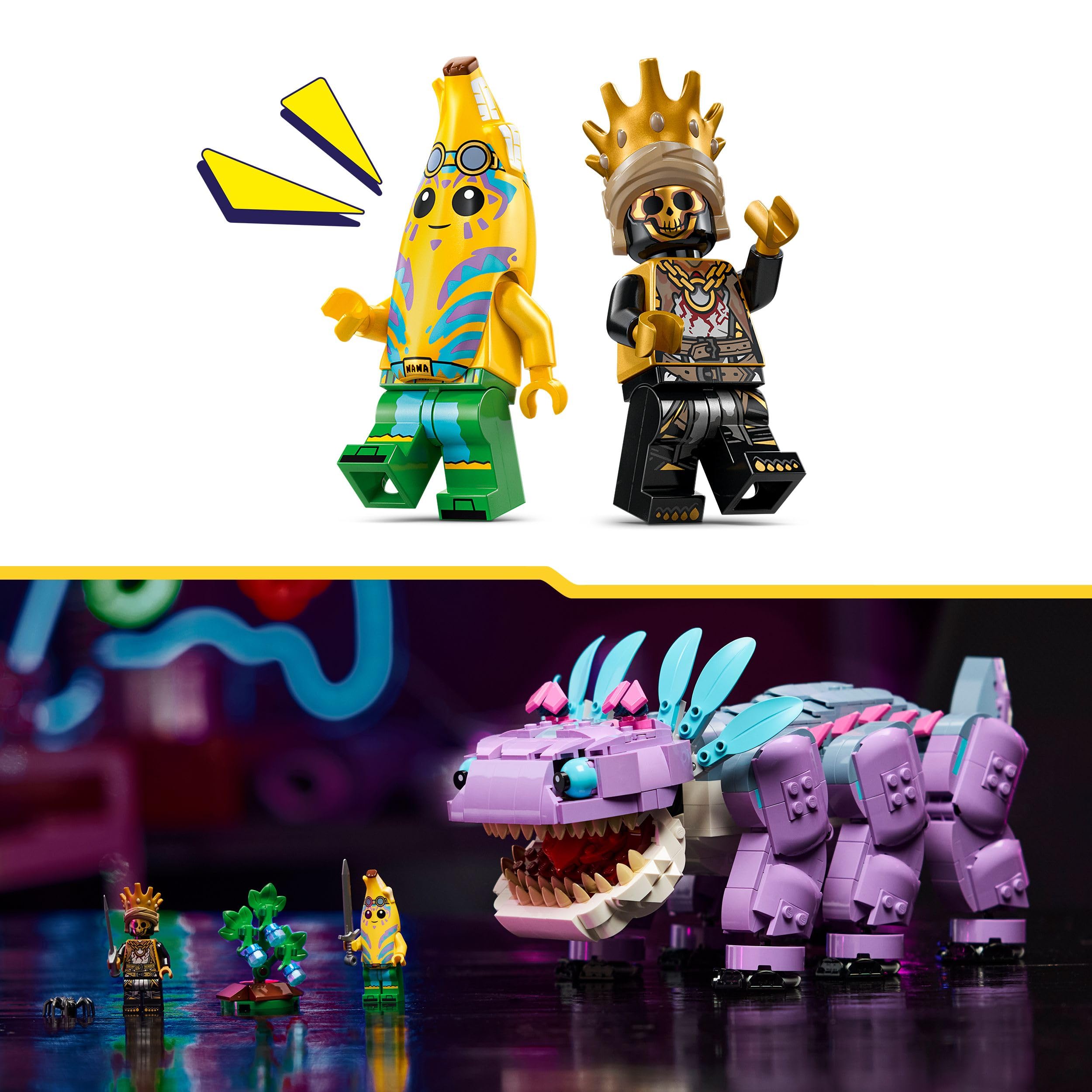 LEGO Fortnite Klombo Figure 77077 - Buildable Dino Toy with Oro & Island Peely Minifigures, Bonus In-Game Outfit 5