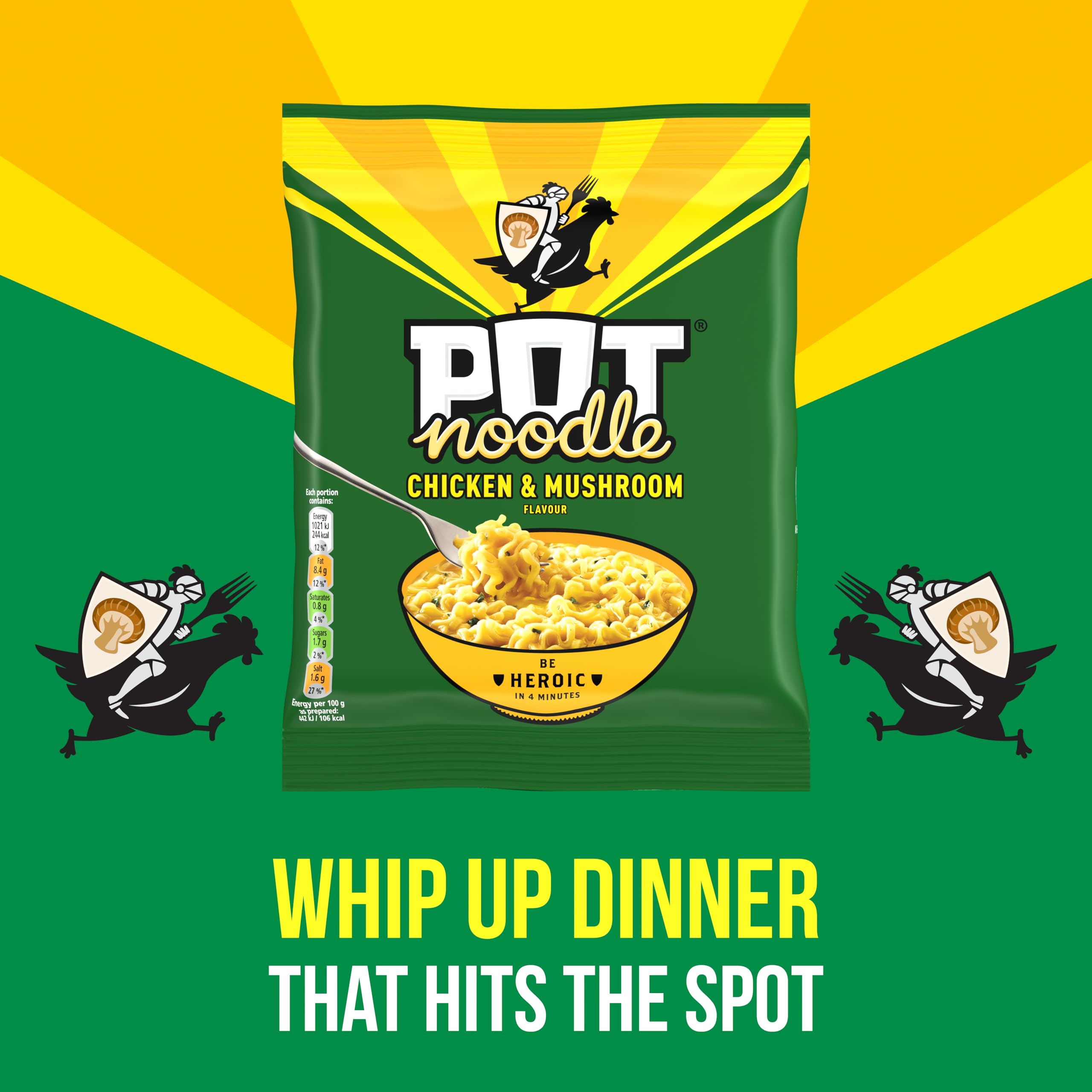 Pot Noodle Chicken & Mushroom Instant Noodles Block with Sauce and Seasoning | 2 Servings 5