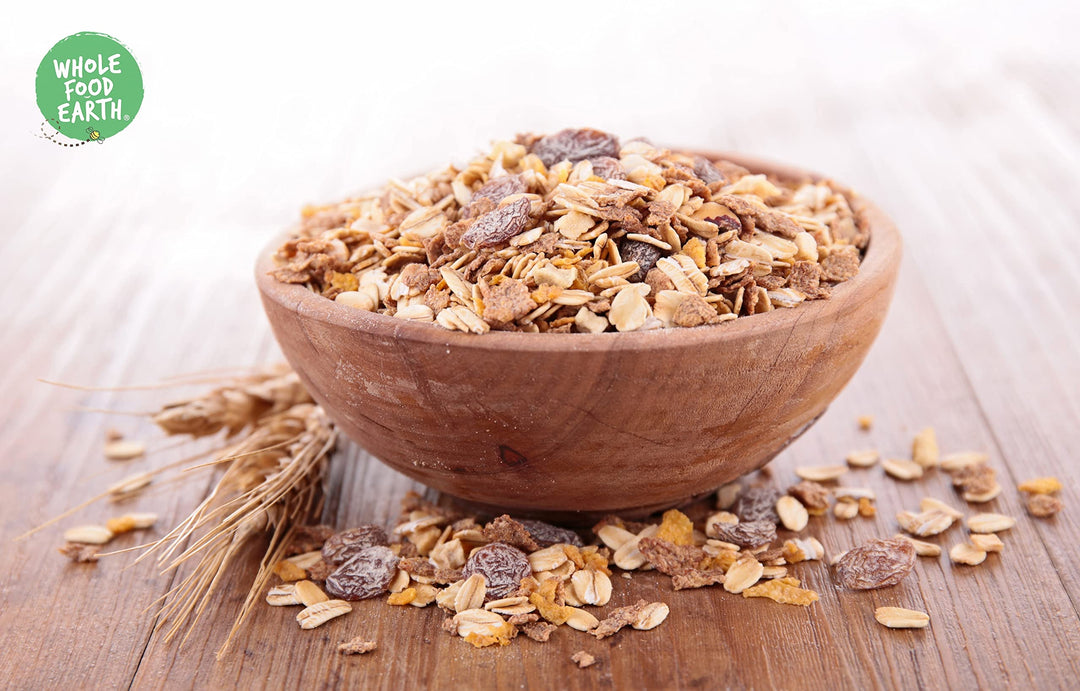 Wholefood Earth Toasted and Malted Wheat Flakes 500g | GMO Free | High Fibre | Vegan