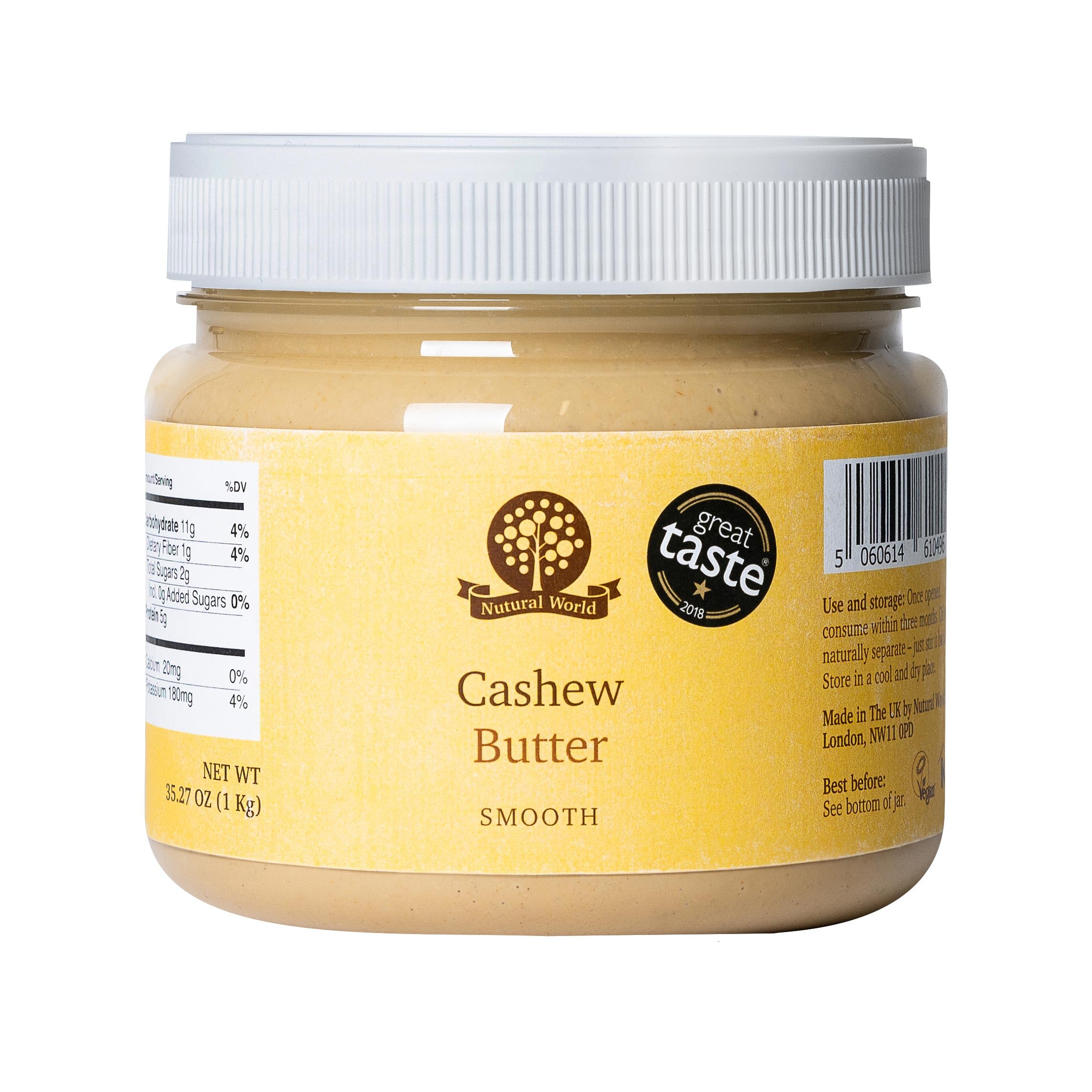 Nutural World Smooth Cashew Nut Butter - 1kg | Great Taste Award Winner | Single Ingredient