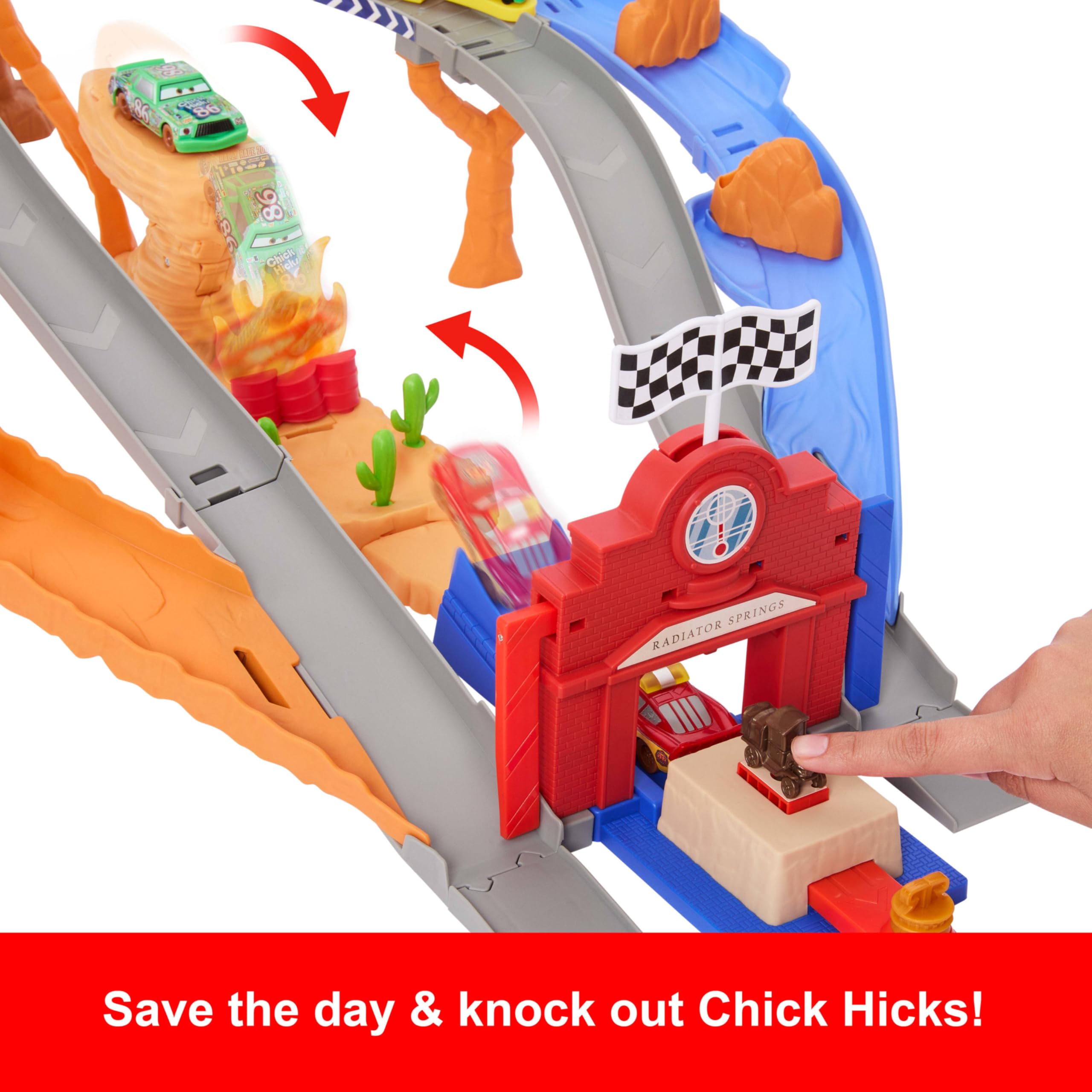 Mattel Disney and Pixar Cars Playset - Lightning McQueen & Chick Hicks Race & Rescue Action Toy 4