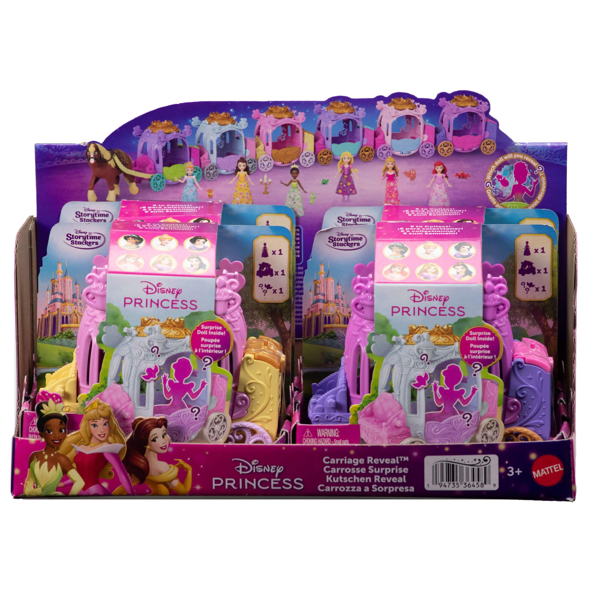 Mattel Disney Princess Carriage Reveal Set - Surprise Small Doll & Carriage Vehicle | 3.5-inch Scale 1